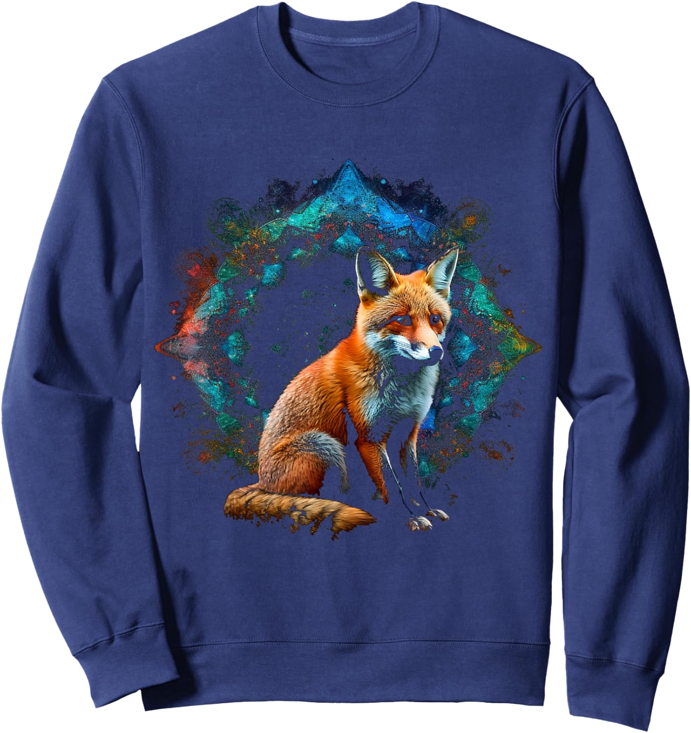 Fox - Art Animal Fox Sweatshirt - Sweatshirt | Navy