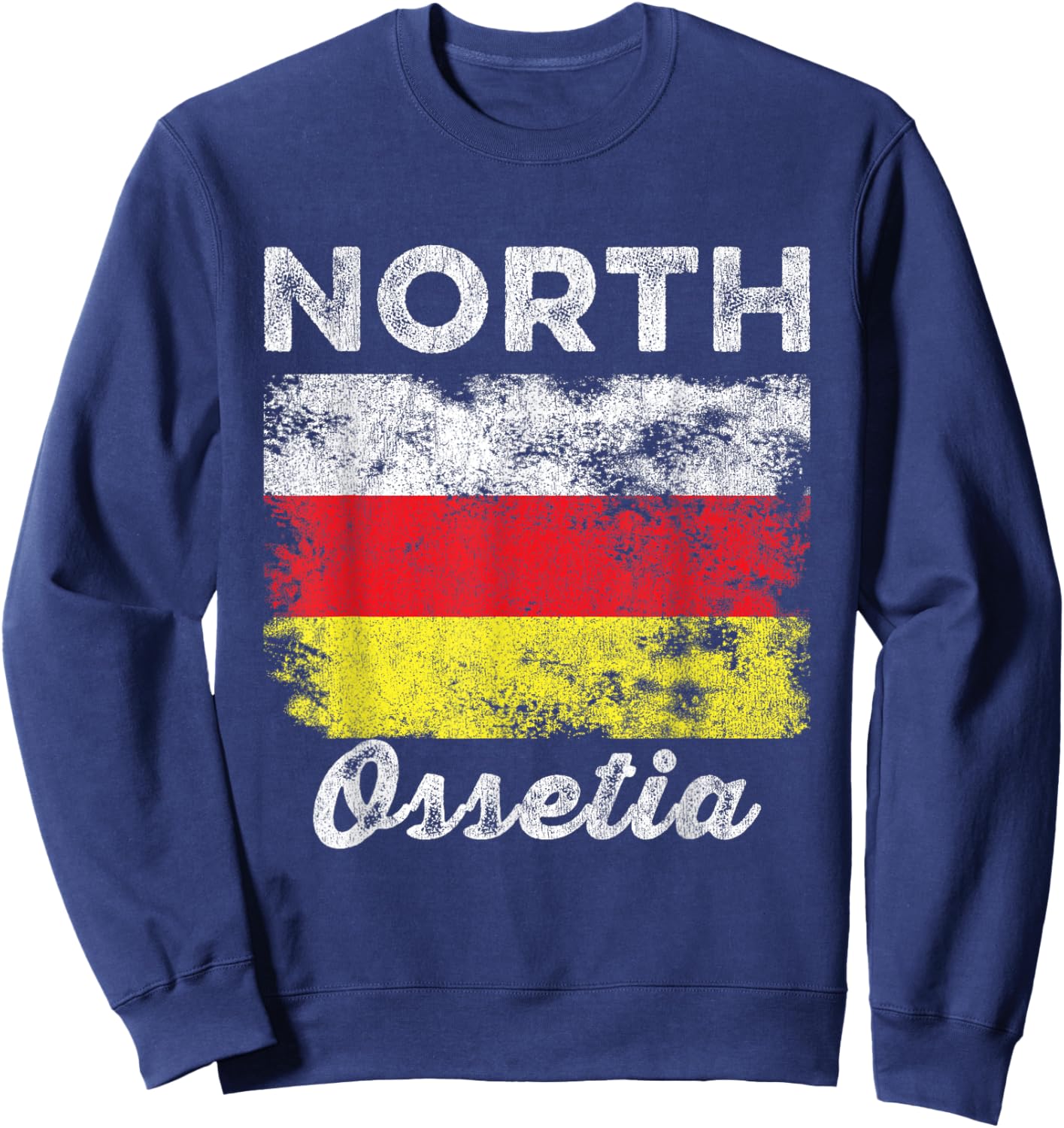 North Ossetia Flag Vintage - Men Women - North Ossetian Flag Sweatshirt - Sweatshirt | Navy