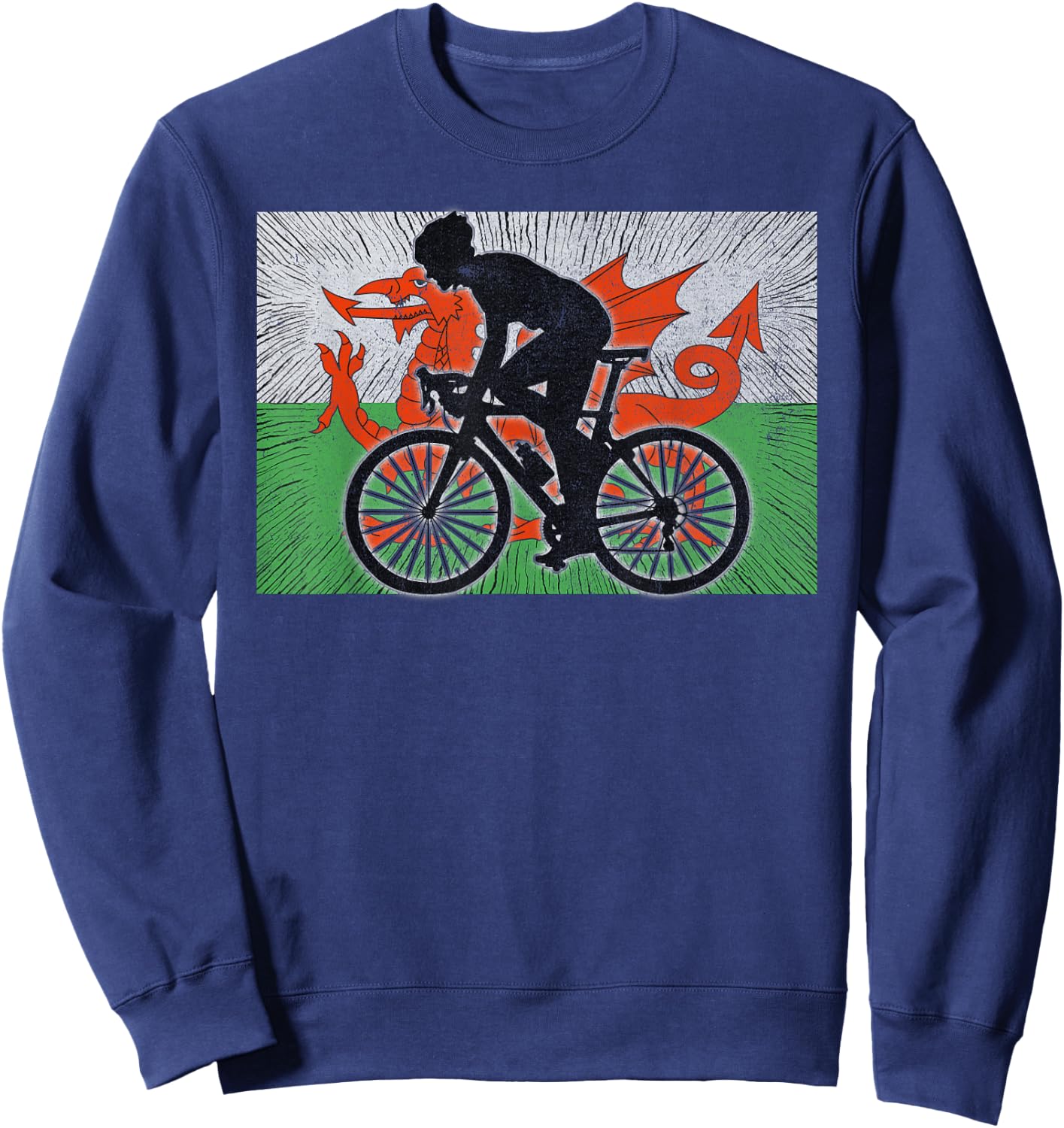 Wales Flag Bicycle Cycling Sweatshirt - Sweatshirt | Navy