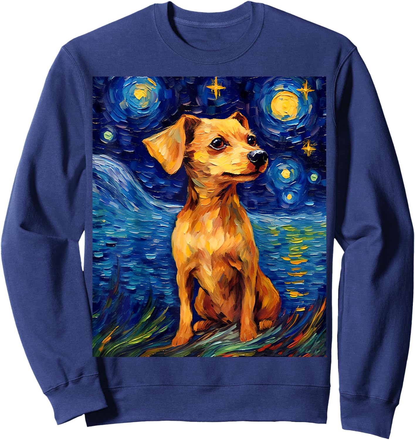 Surreal Starry Night Chiweenie Dog Sweatshirt - Sweatshirt | Navy