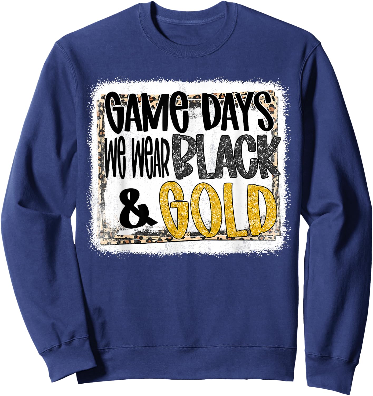 On Gameday Football We Wear Black and Gold School Spirit Sweatshirt - Sweatshirt | Navy
