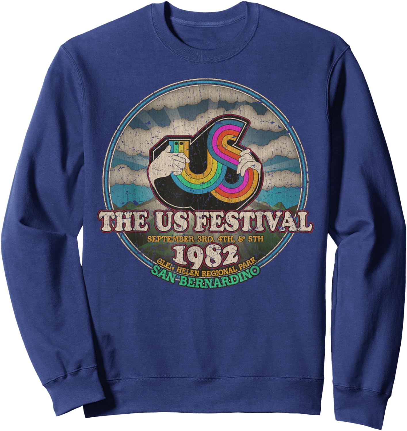 US Festival 1982 Rainbow Music Festival Vintage Sweatshirt - Sweatshirt | Navy