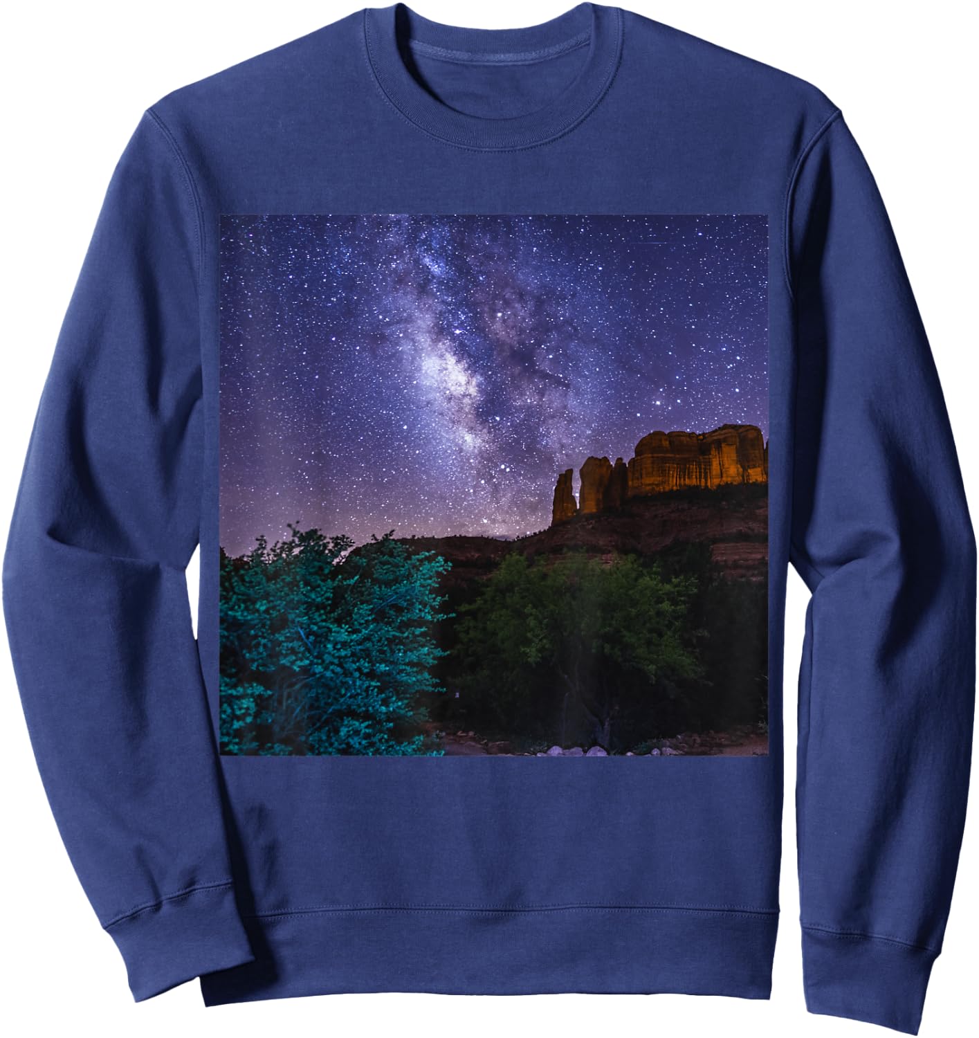 Gorgeous Stars Milky-Way over Cathedral Rock, Arizona Sweatshirt - Sweatshirt | Navy