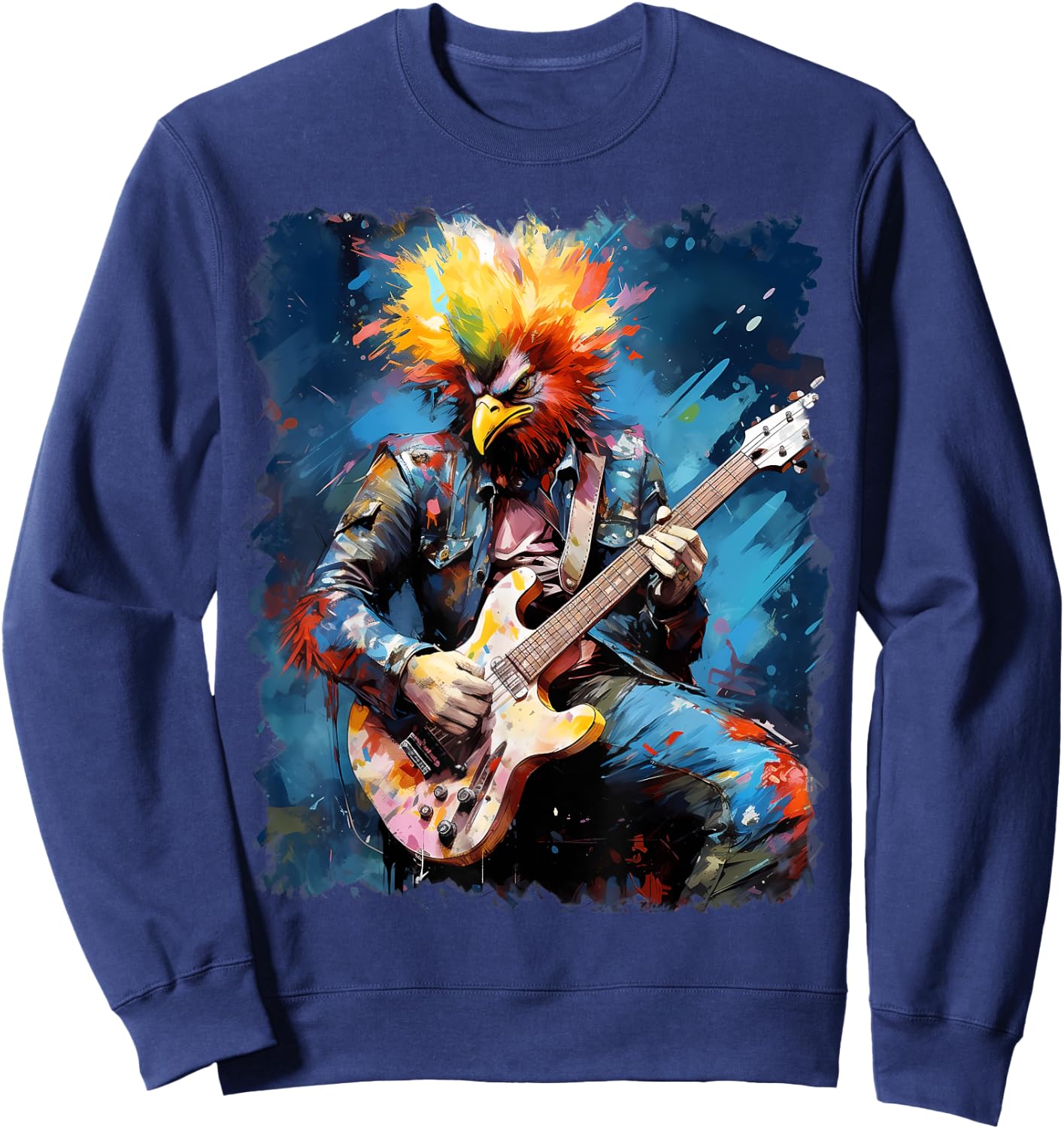 Rock Guitar Chicken Guitarist Sweatshirt - Sweatshirt | Navy
