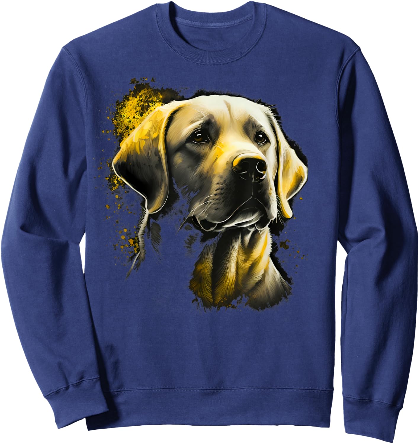 Cute white Labrador Dog on yellow Labrador Retriever Lover Women Kids Sweatshirt - Sweatshirt | Navy