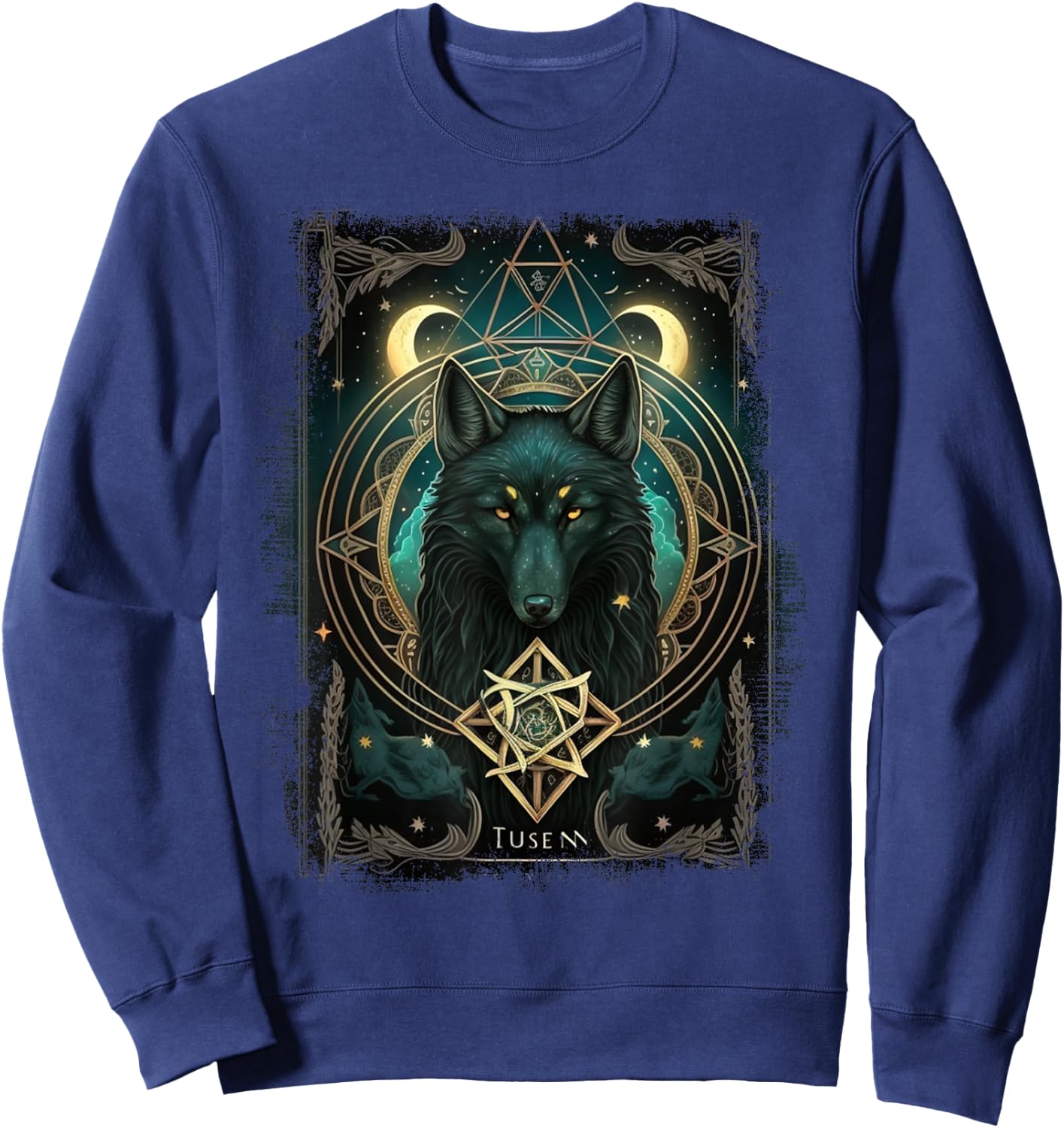 Occult Tarot Card, Gothic Wolf, Goth Dark Witchcraft Sweatshirt - Sweatshirt | Navy
