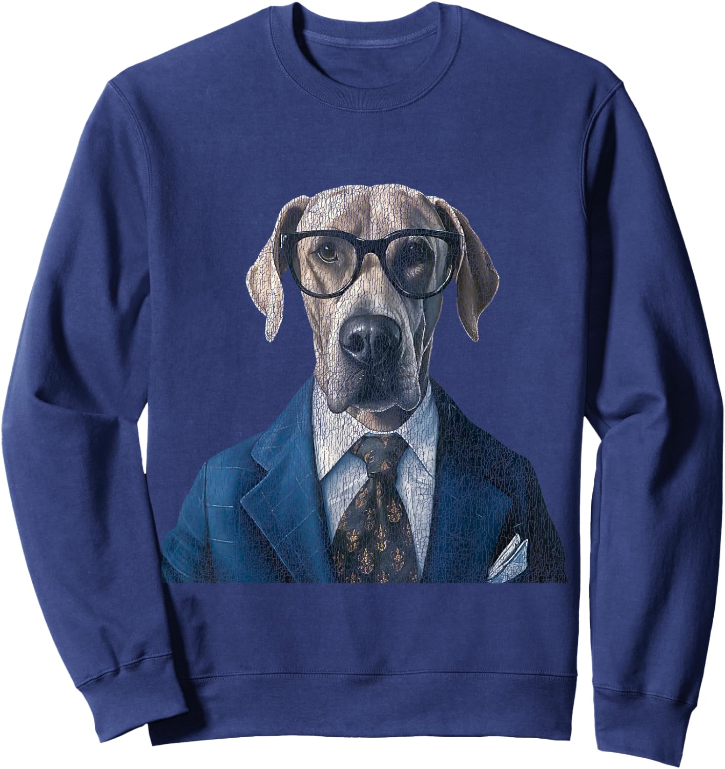 A Dog Wearing Glasses and a Suit Graphic For Pet Owner Women Kids Sweatshirt - Sweatshirt | Navy