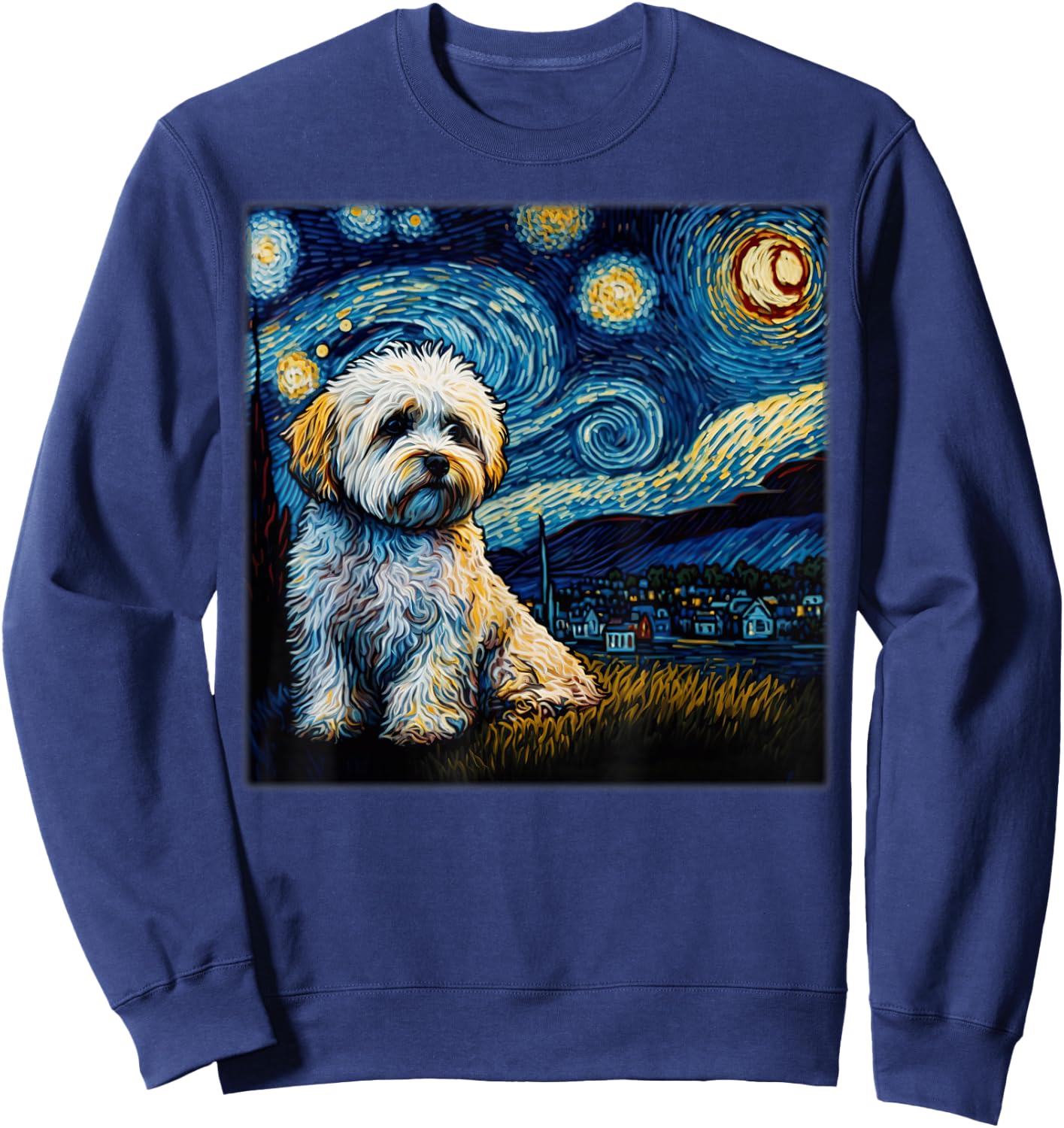 Surrealism Starry Night Shichon dog Sweatshirt - Sweatshirt | Navy