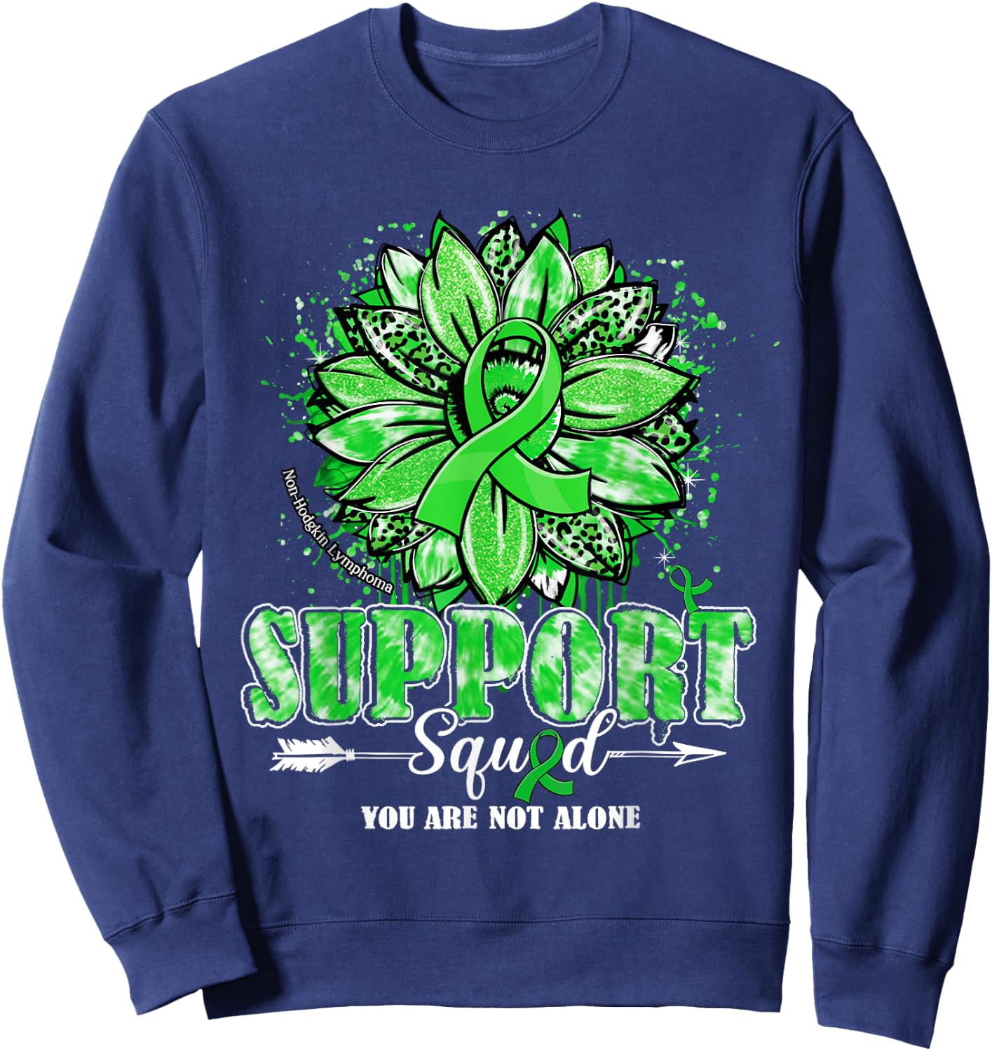 Sunflower Support Squad Non-Hodgkin Lymphoma Awareness Gifts Sweatshirt - Sweatshirt | Navy