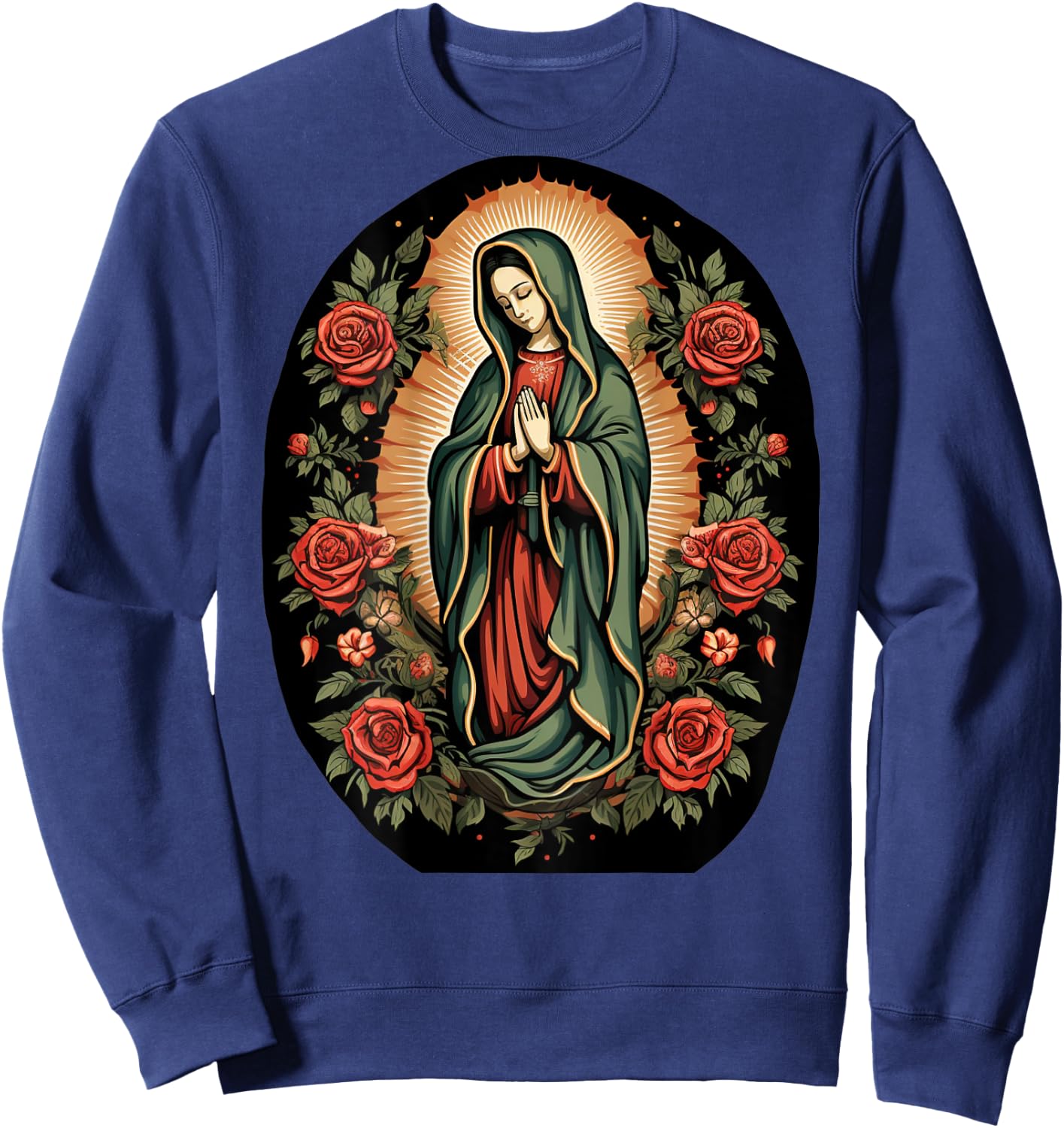 Our Lady De Guadalupe Sant Mary Back Print Christians Sweatshirt - Sweatshirt | Navy