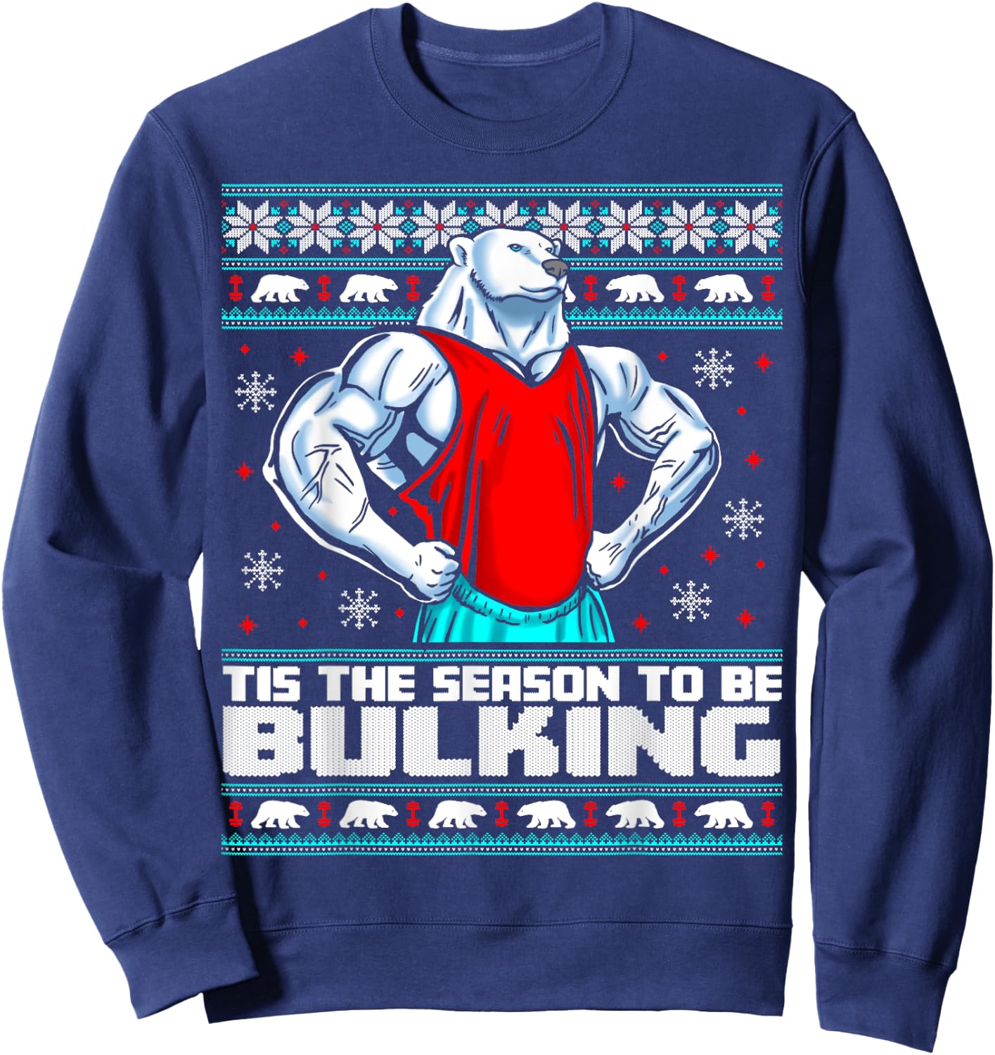 Polar Bear Funny Christmas Workout Shirt Lifting Gym Sweater Sweatshirt - Sweatshirt | Navy