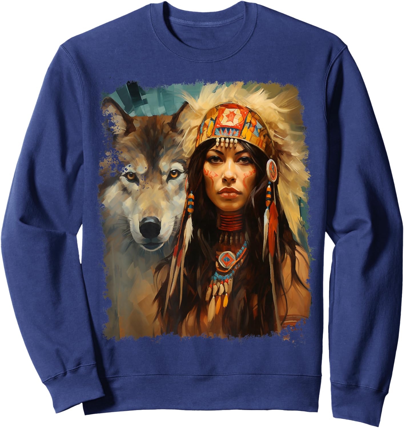 Woman and Wolf Sweatshirt - Sweatshirt | Navy