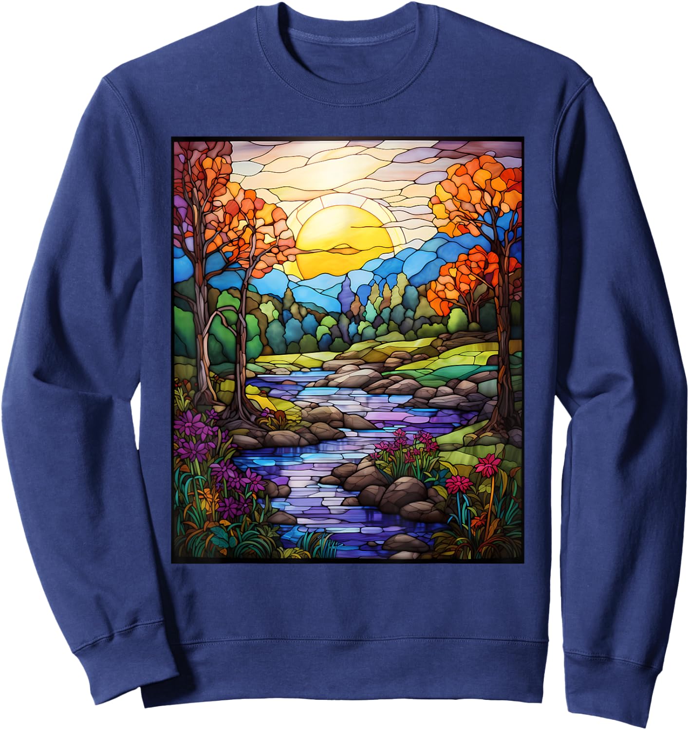 Stained Glass Style Shenandoah Valley Sweatshirt - Sweatshirt | Navy