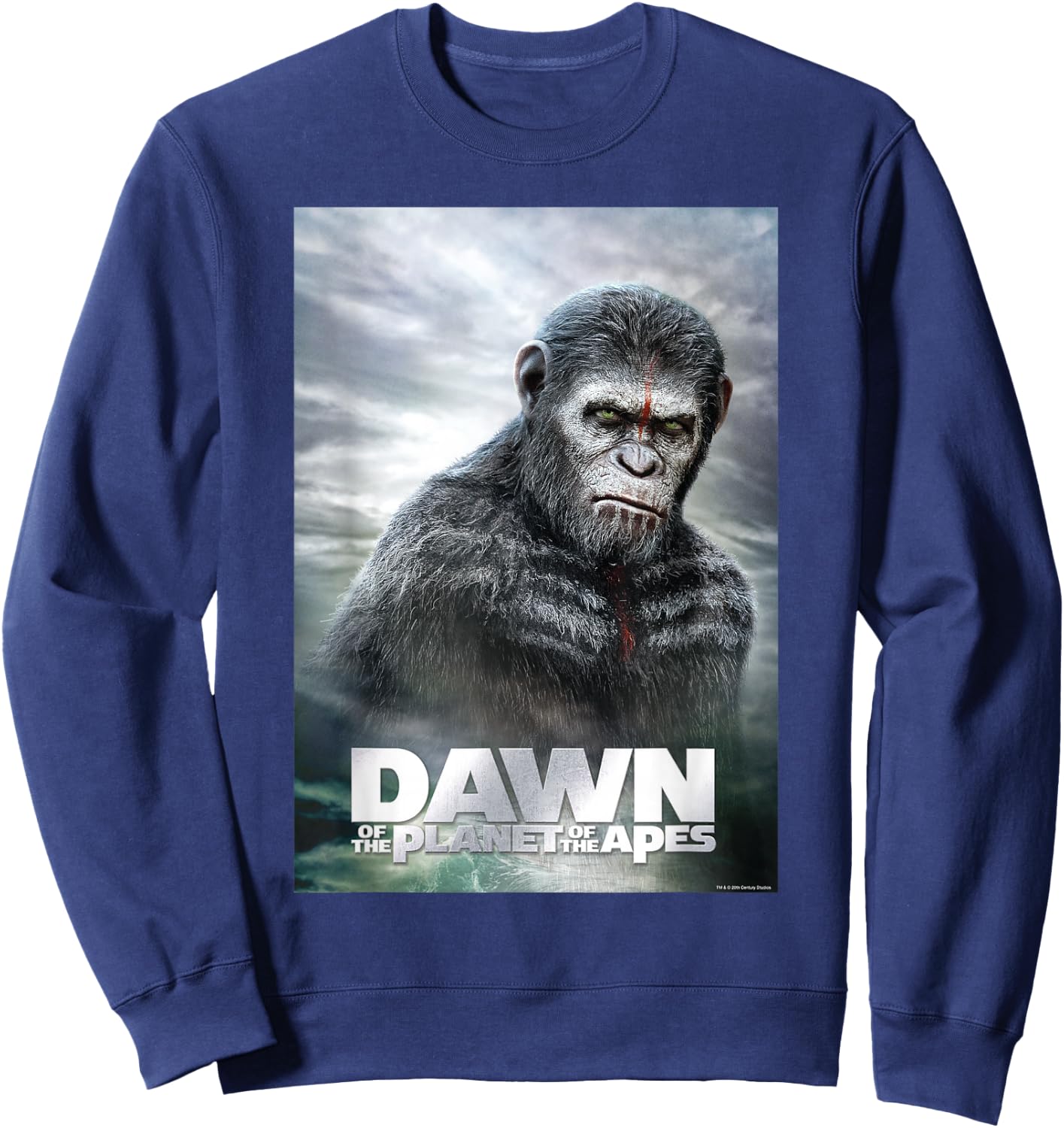Dawn of The Planet of The Apes Caesar in Paint Movie Poster Sweatshirt - Sweatshirt | Navy