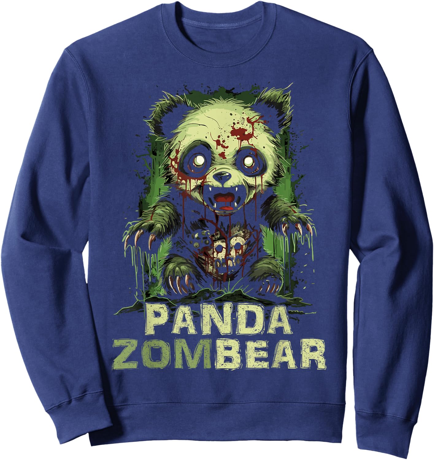 Panda Bear Zombie Halloween For Kids Women Men Funny Sweatshirt - Sweatshirt | Navy