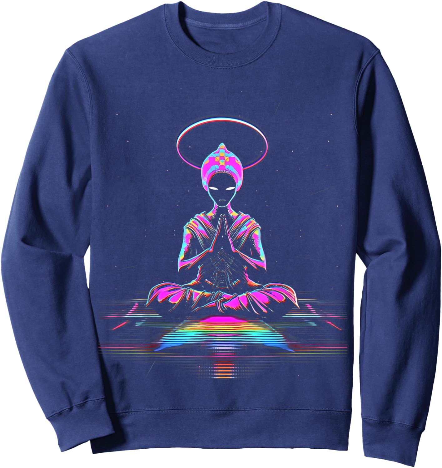 Synthwave | Cool Buddha | Cyberpunk | Retro 80's Sci-Fi # Sweatshirt - Sweatshirt | Navy