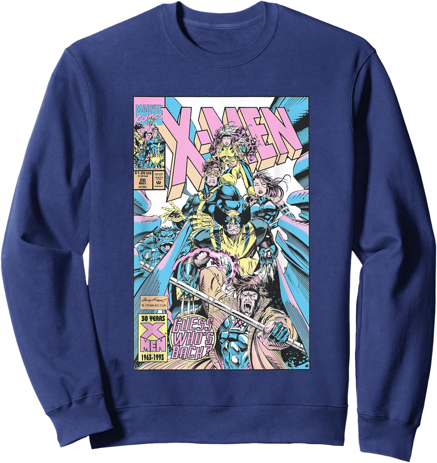 Marvel X-Men Guess Who's Back Vintage Neon Comic Cover Sweatshirt - Sweatshirt | Navy