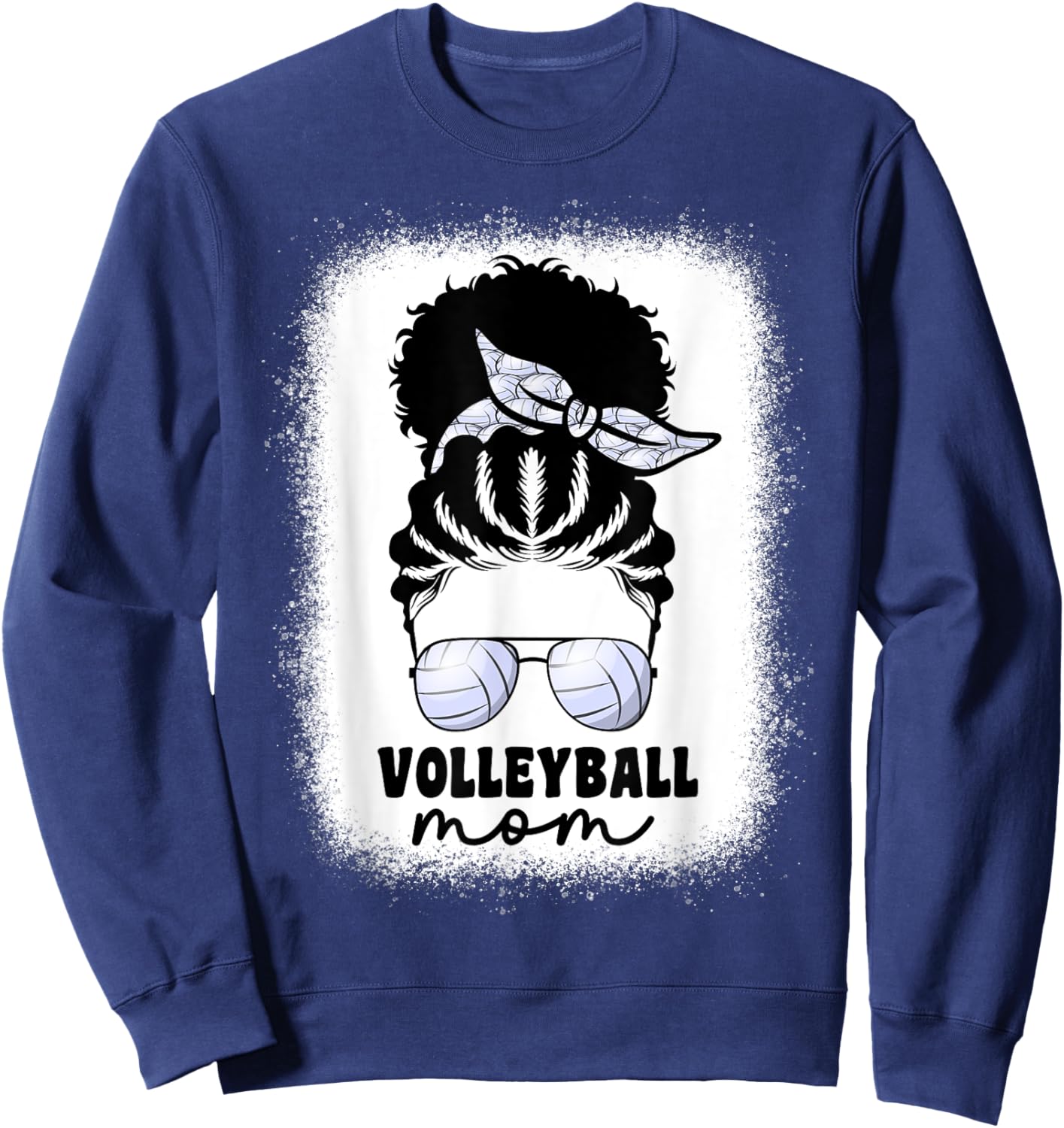 Black Afro Volleyball Mom Messy Bun Volleyball Mom Sweatshirt - Sweatshirt | Navy