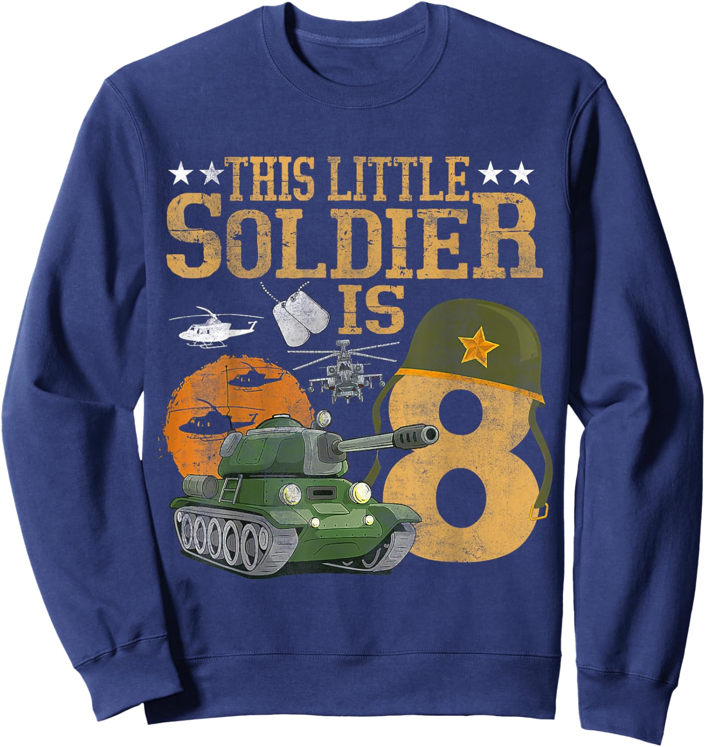 Birthday Military Themed Camo This Little Soldier Is 8 Boys Sweatshirt - Sweatshirt | Navy