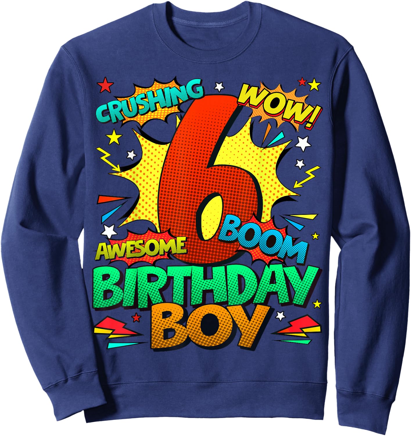 6th Birthday Kids Comic Style Kids Boys 6 Year Old Gifts Sweatshirt - Sweatshirt | Navy