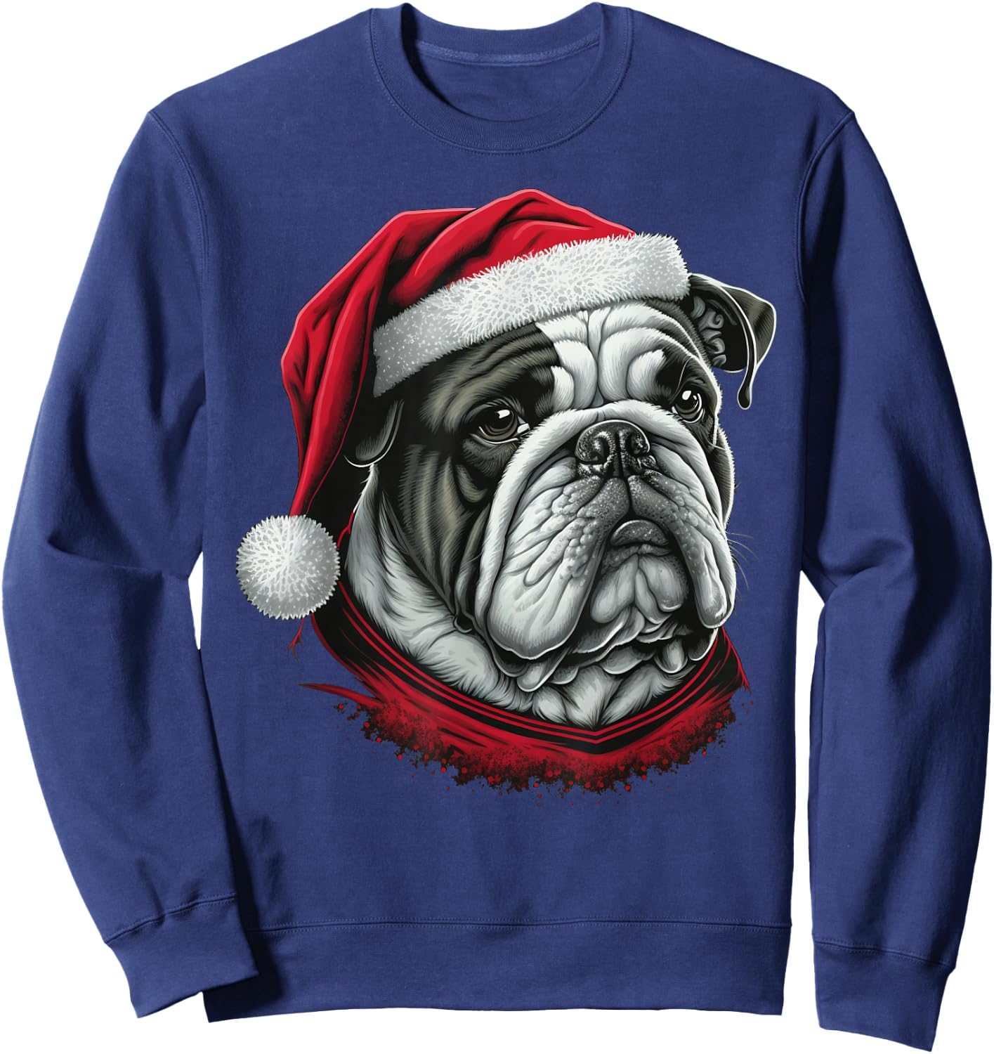 Xmas Bulldog Santa on Christmas Bulldog Men Women Kids Sweatshirt - Sweatshirt | Navy