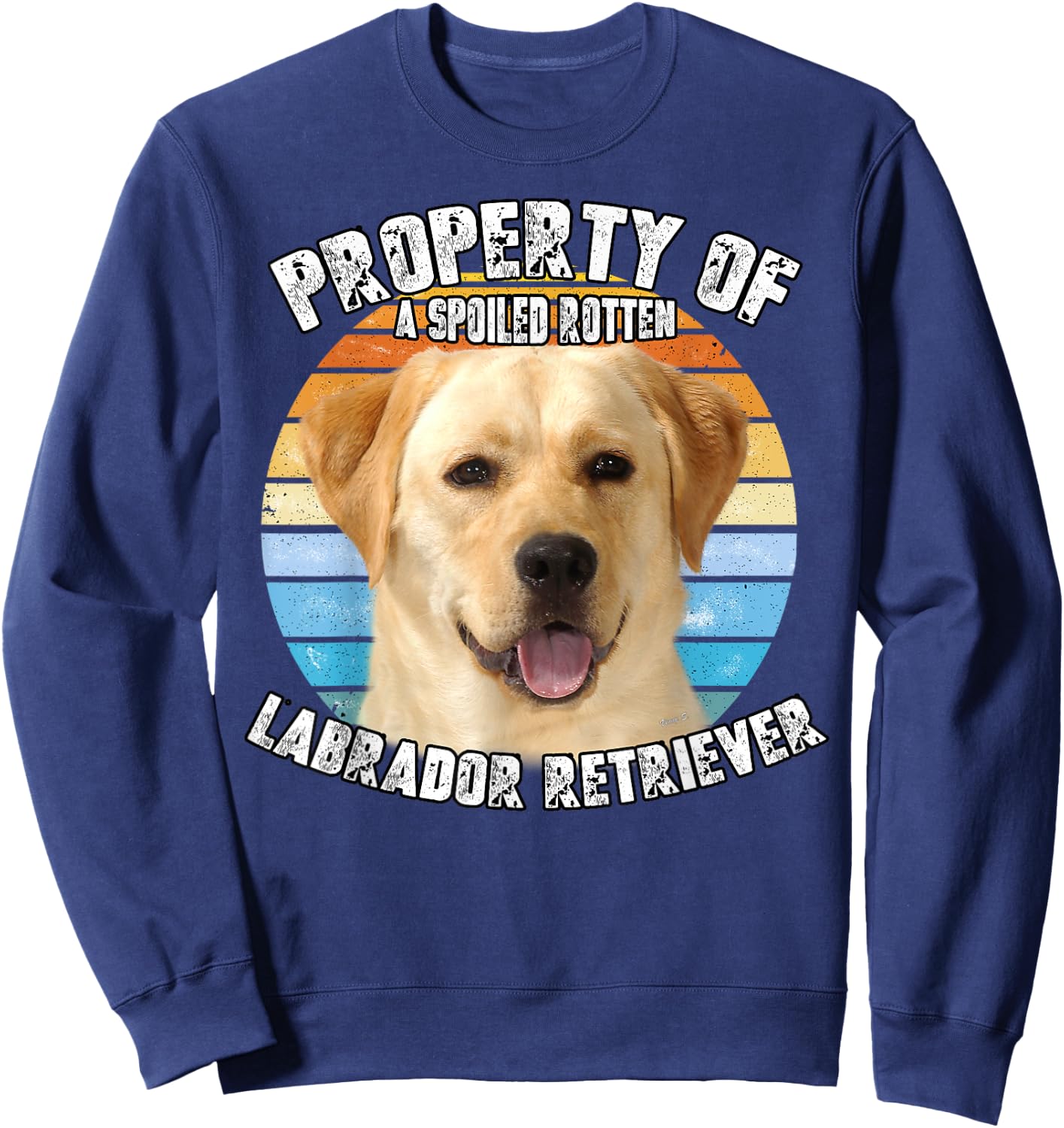 Labrador Retriever Yellow Owner Lover Retro Vintage Sweatshirt - Sweatshirt | Navy