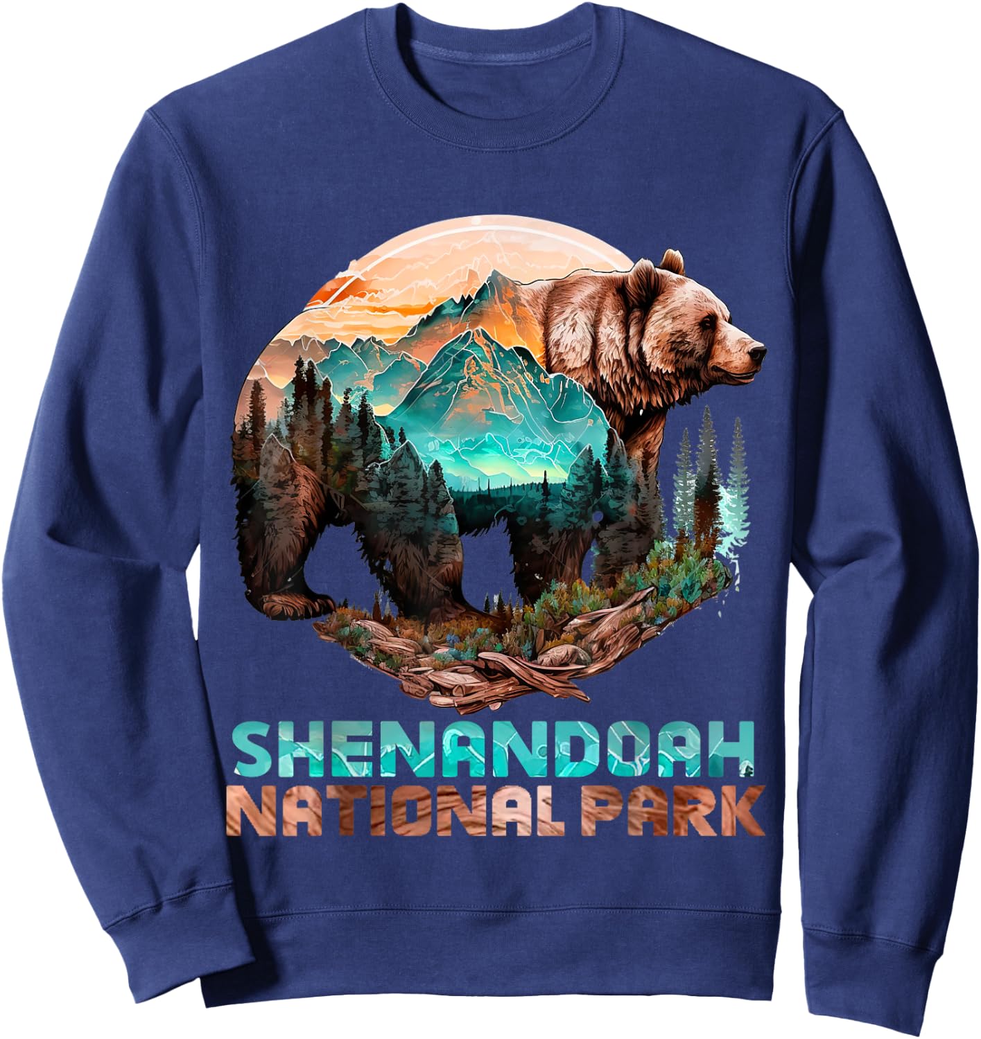 Shenandoah National Park Alaska Grizzly Bear Mountain Hike Sweatshirt - Sweatshirt | Navy