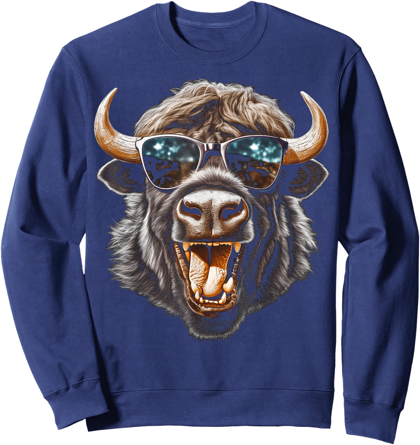 Western Buffalo sunglasses funny American Bison Sweatshirt - Sweatshirt | Navy