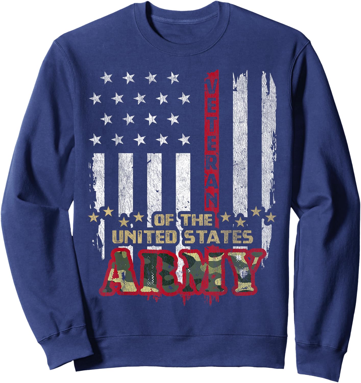 Vintage Patriotic U.S Army Veteran Red Line American Flag Girls Kids Men Sweatshirt - Sweatshirt | Navy