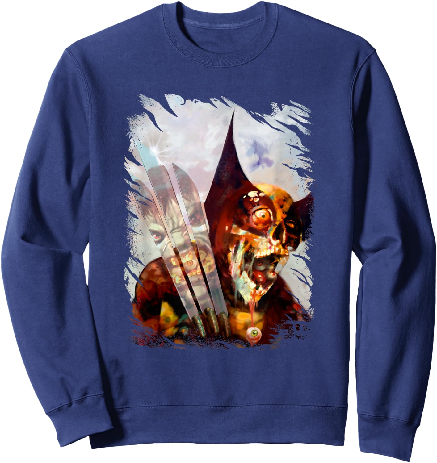Marvel X-Men Zombie Wolverine VS The Hulk Distressed Shot Sweatshirt - Sweatshirt | Navy
