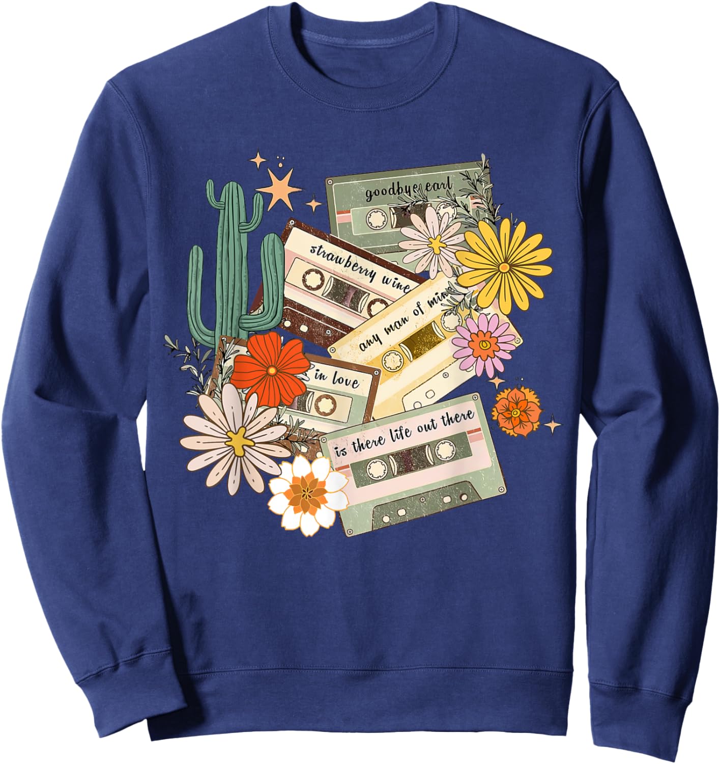 90s Country Music, Southern Farm, Old Mixtape Cassette Music Sweatshirt - Sweatshirt | Navy