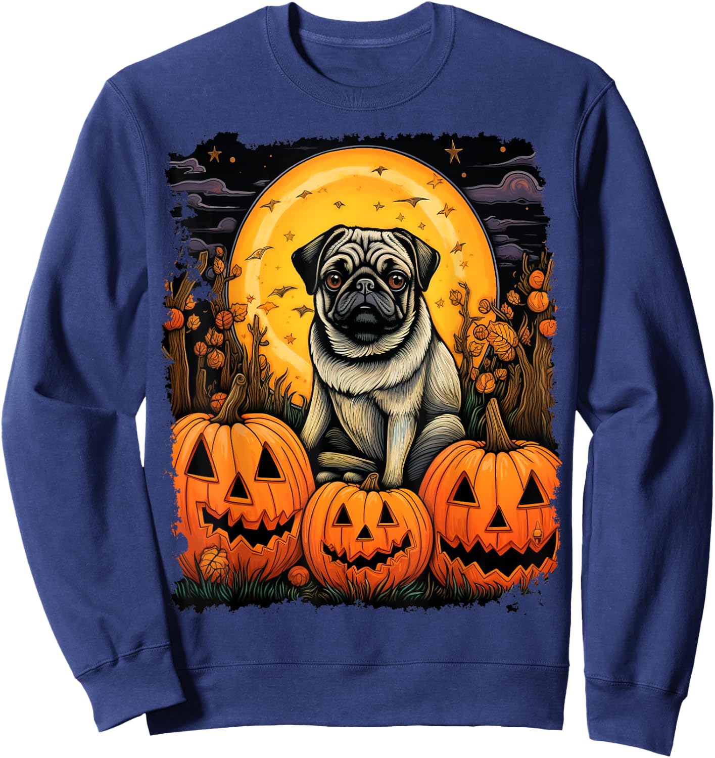Dog Halloween Pug Men Women Kids Sweatshirt - Sweatshirt | Navy