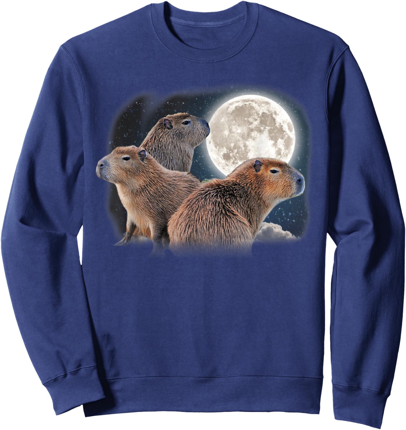 Moon Capybaras Funny Capybara Cute Animal Parody Capibara Sweatshirt - Sweatshirt | Navy