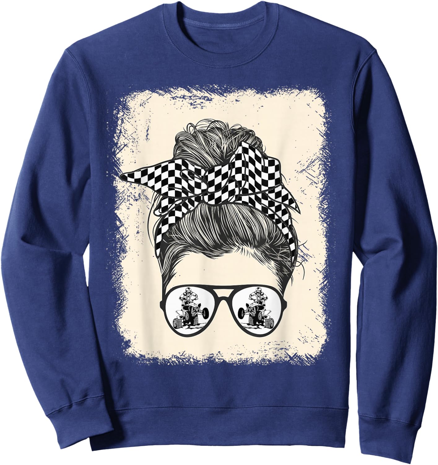 ATV Quad Biker Vintage Racing Mom Sweatshirt - Sweatshirt | Navy