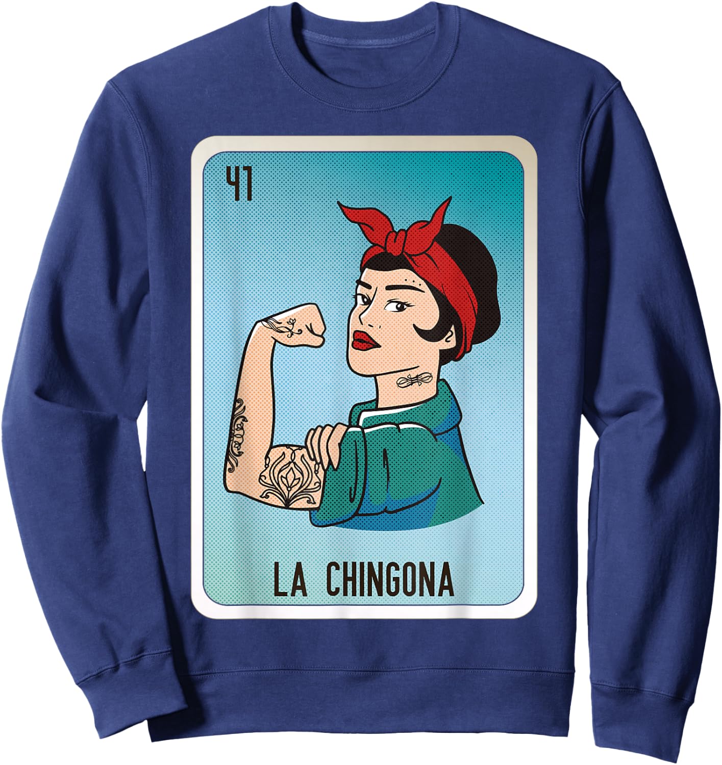 La Chingona Mexican Slang Chicano Bingo Cards Sweatshirt - Sweatshirt | Navy