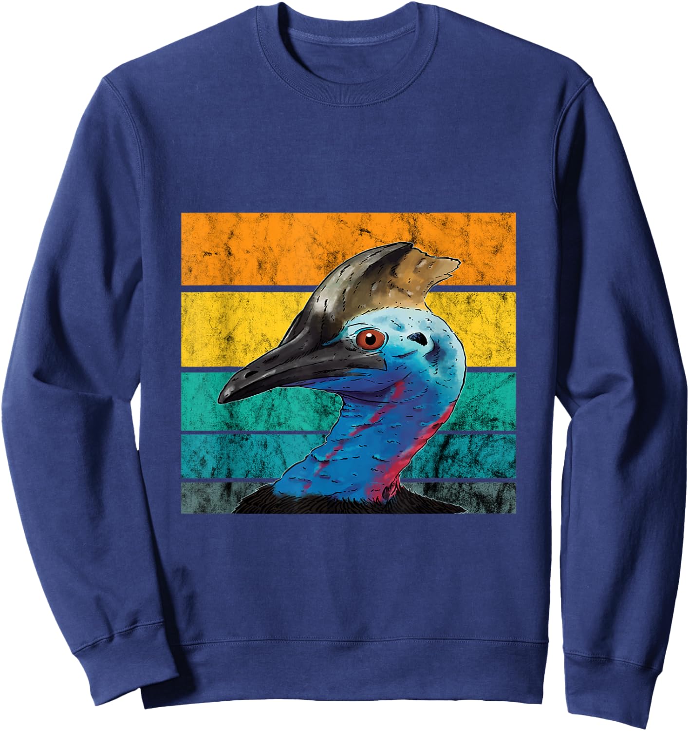 Cassowary Vintage Retro Cassowaries Casque Big Dino Bird Sweatshirt - Sweatshirt | Navy