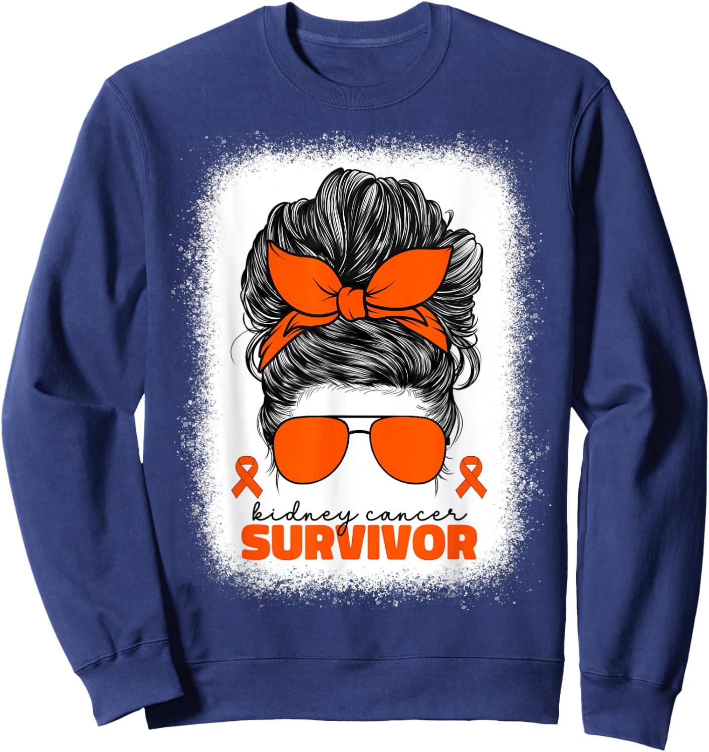Kidney Cancer Survivor Orange Ribbon Kidney Cancer Sweatshirt - Sweatshirt | Navy