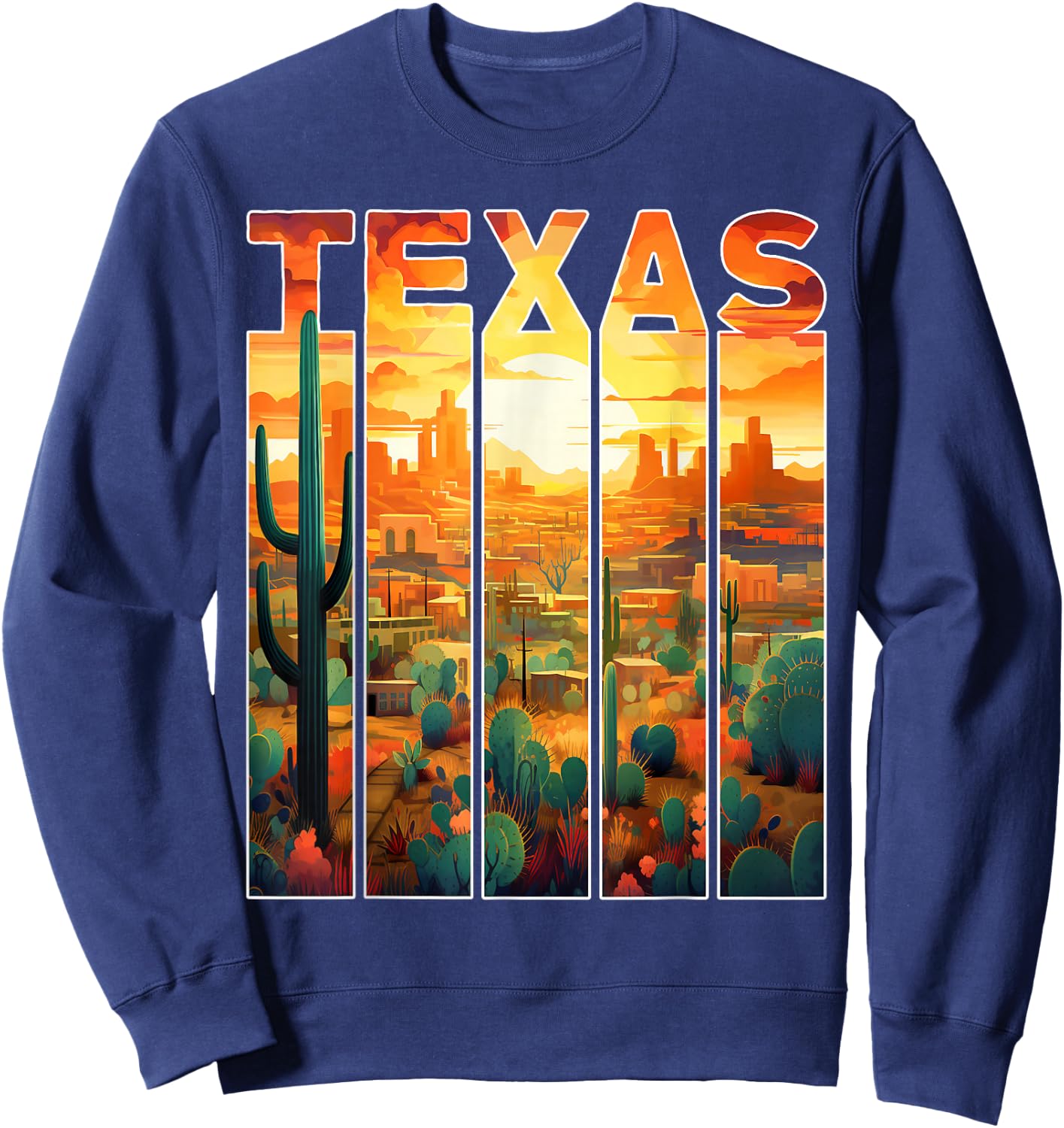 Texas 1845 desert cactus sunset vacation trip Texas Sweatshirt - Sweatshirt | Navy