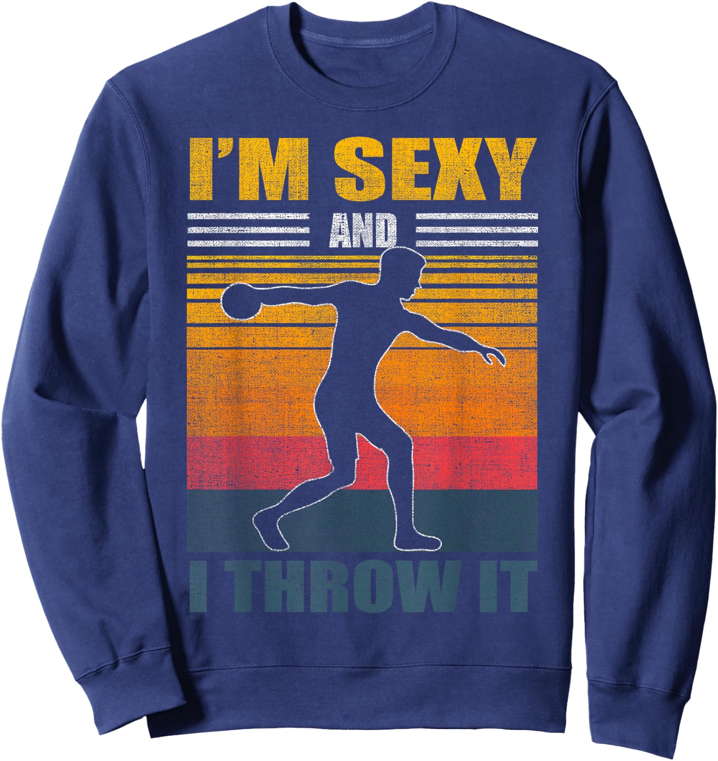 Discus Throw Vintage Disc Throwing Athletics Track and Field Sweatshirt - Sweatshirt | Navy