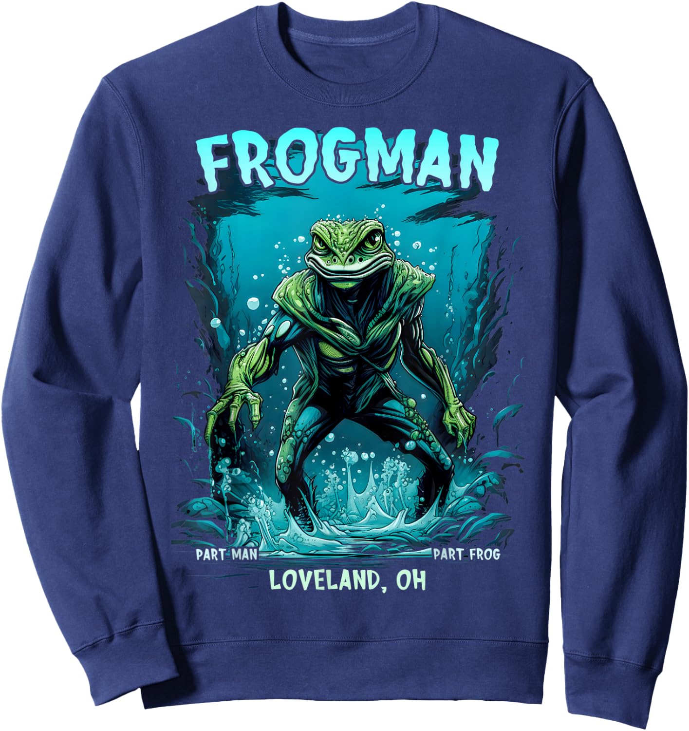 Loveland Frogman Cryptid Creature Cryptozoology Sweatshirt - Sweatshirt | Navy