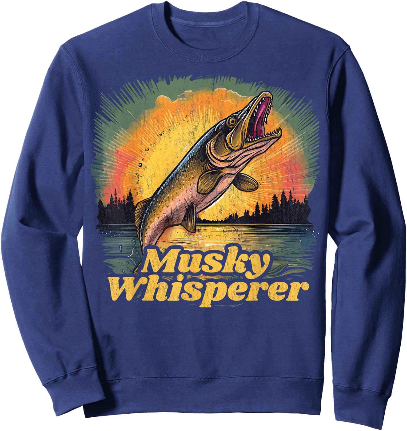 Musky Shirts and Musky Musky Fishing , -Adults, Women, Short Sleeve, , Black, Small Sweatshirt - Sweatshirt | Navy