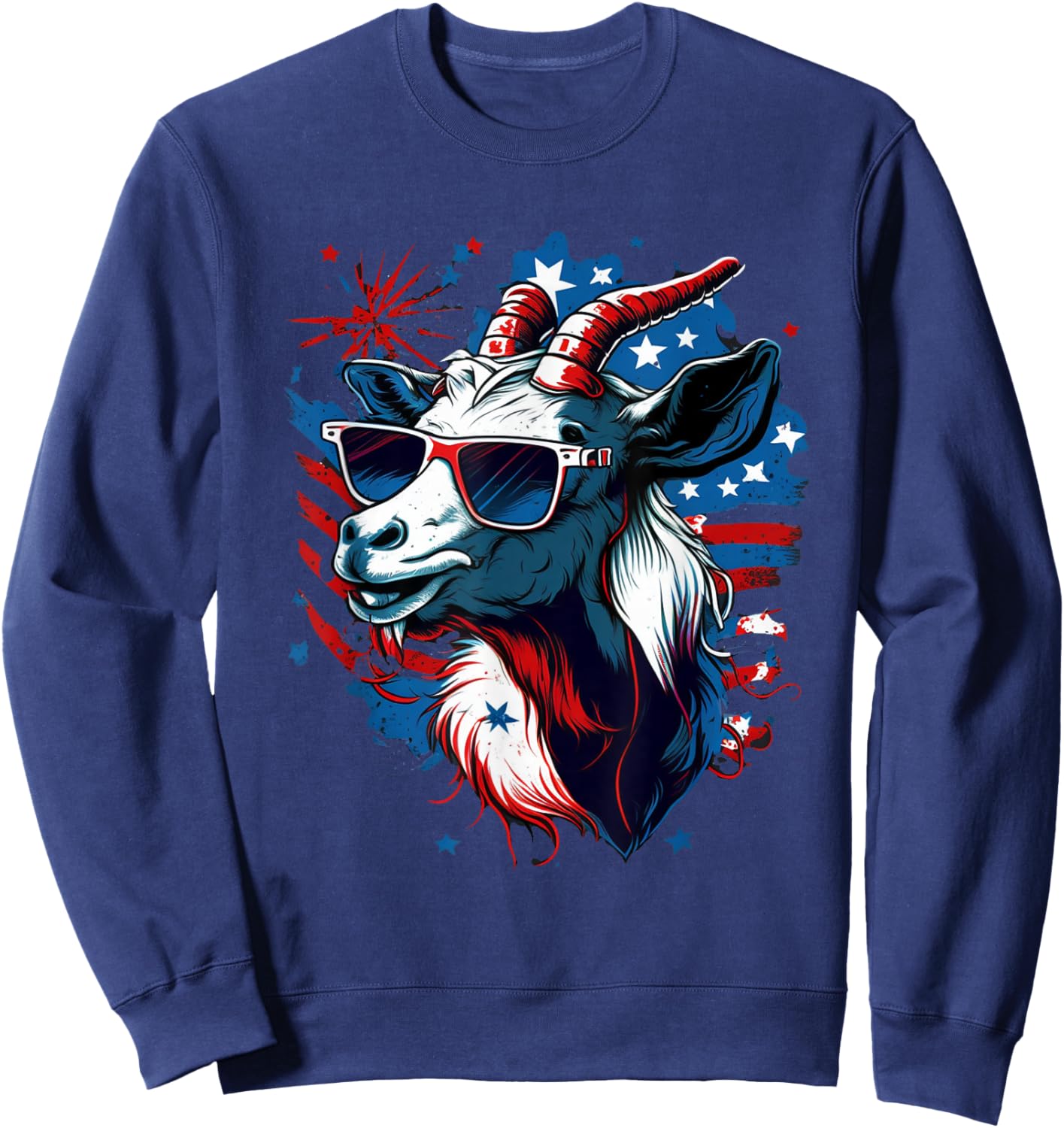 USA Patriotic Goat 4th of July Boys Funny Goat Americaaa Sweatshirt - Sweatshirt | Navy