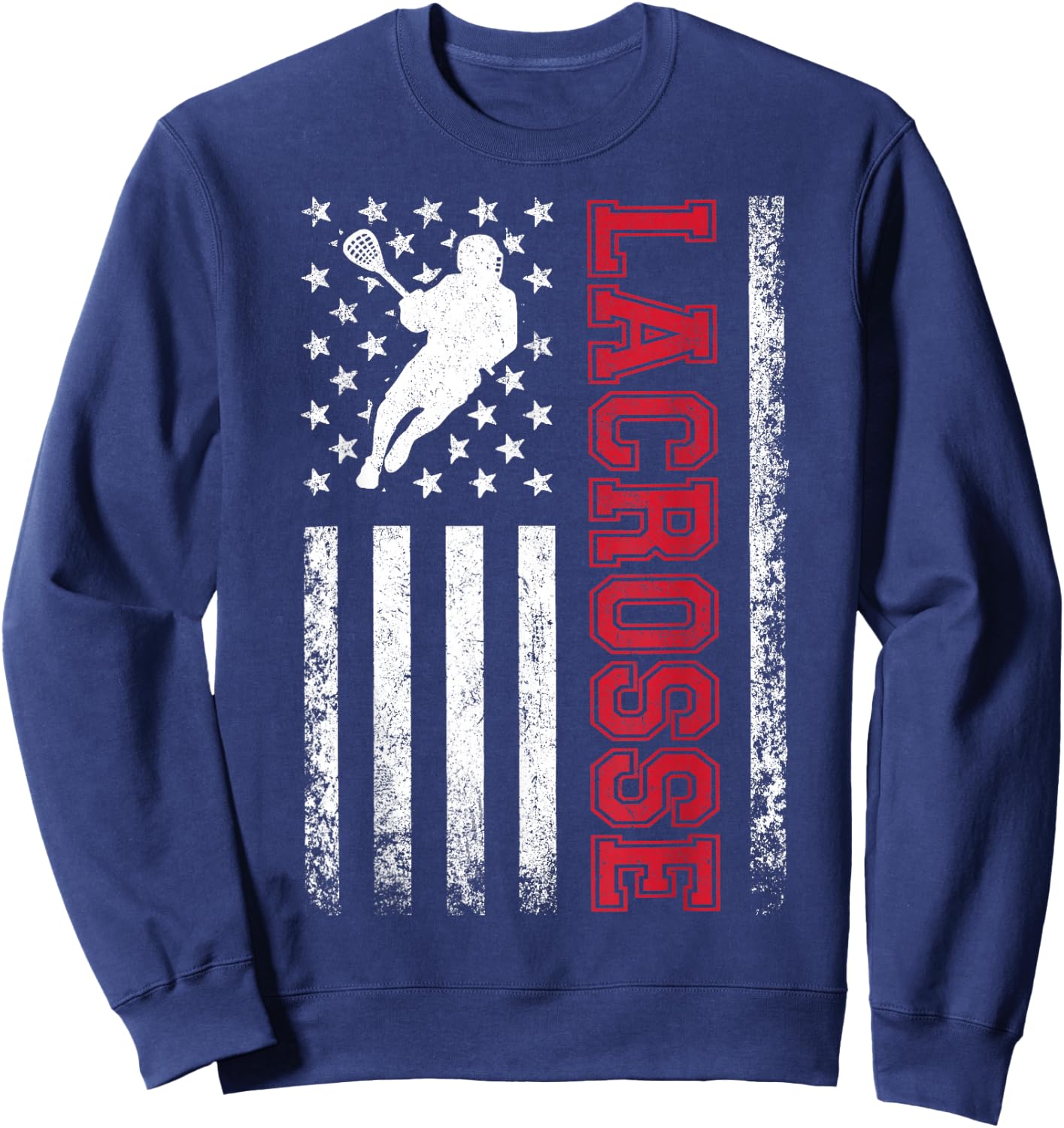 Lacrosse USA Flag Lax Shirt Men Women Boys Girls Sweatshirt - Sweatshirt | Navy