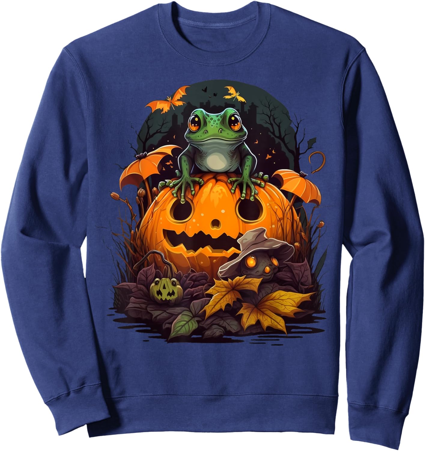 Pumpkin Frog costume on Frog Halloween Sweatshirt - Sweatshirt | Navy