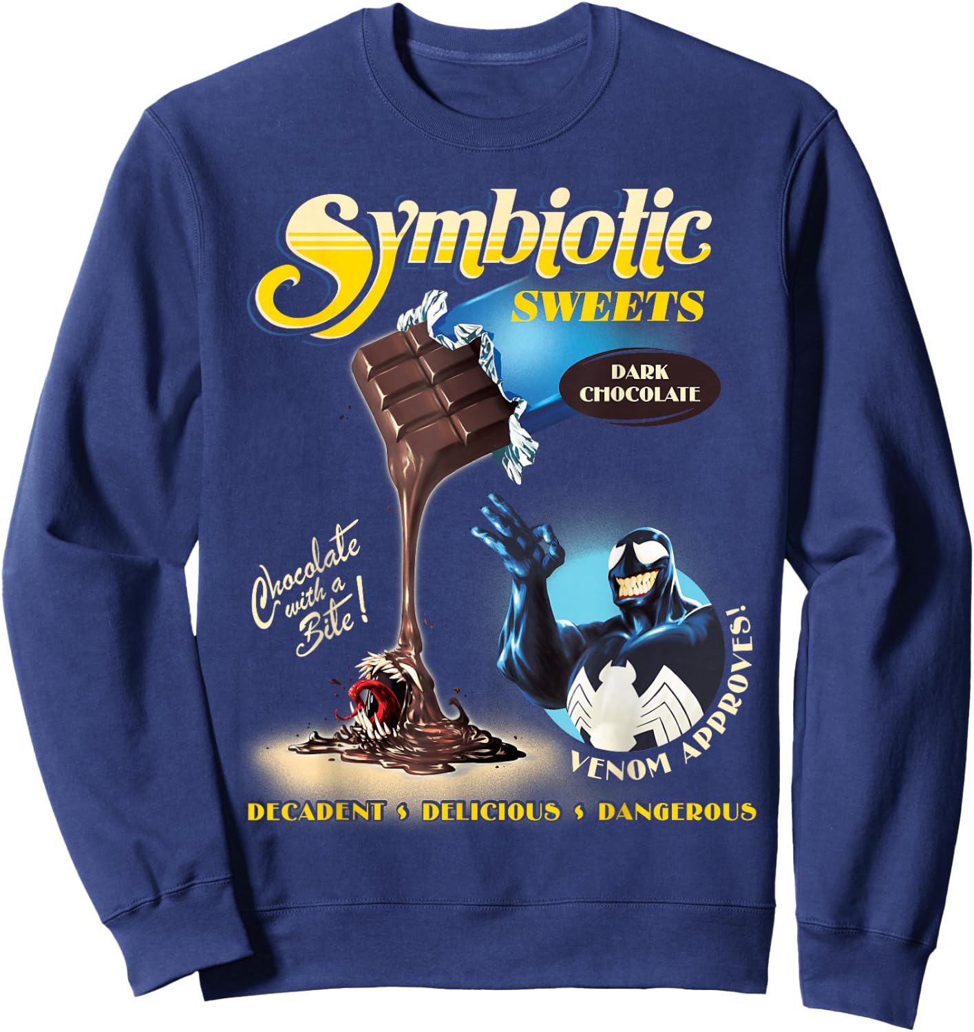 Marvel Venom Symbiotic Sweets Dark Chocolate with a Bite Sweatshirt - Sweatshirt | Navy
