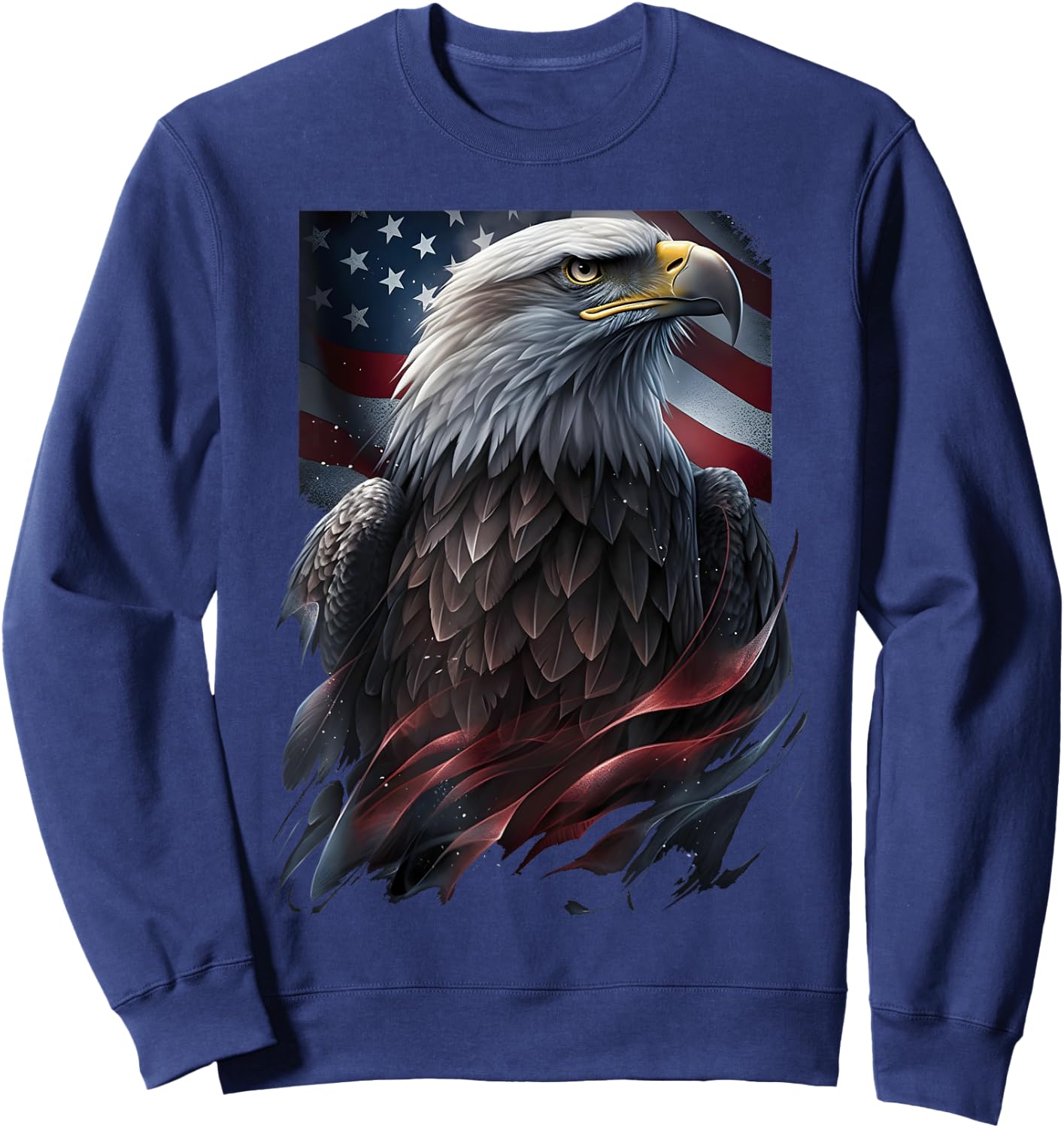 Eagle Bird 4th of July American Flag Veterans Memorial Sweatshirt - Sweatshirt | Navy