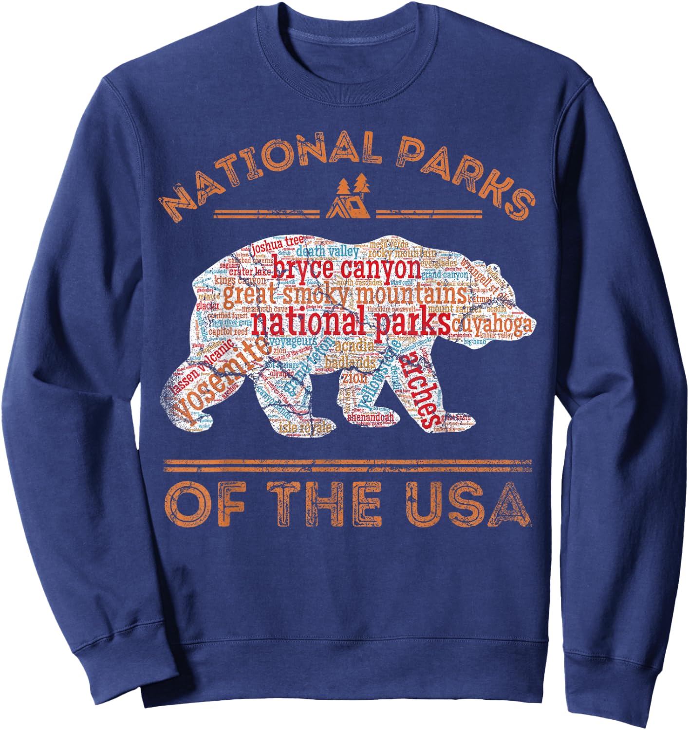 National Parks Bear Hiking Travel Camping Outdoors Retro USA Sweatshirt - Sweatshirt | Navy