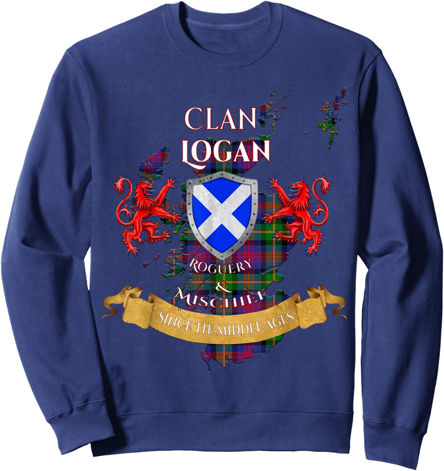 Logan Scottish Family Clan Middle Ages Mischief Sweatshirt - Sweatshirt | Navy