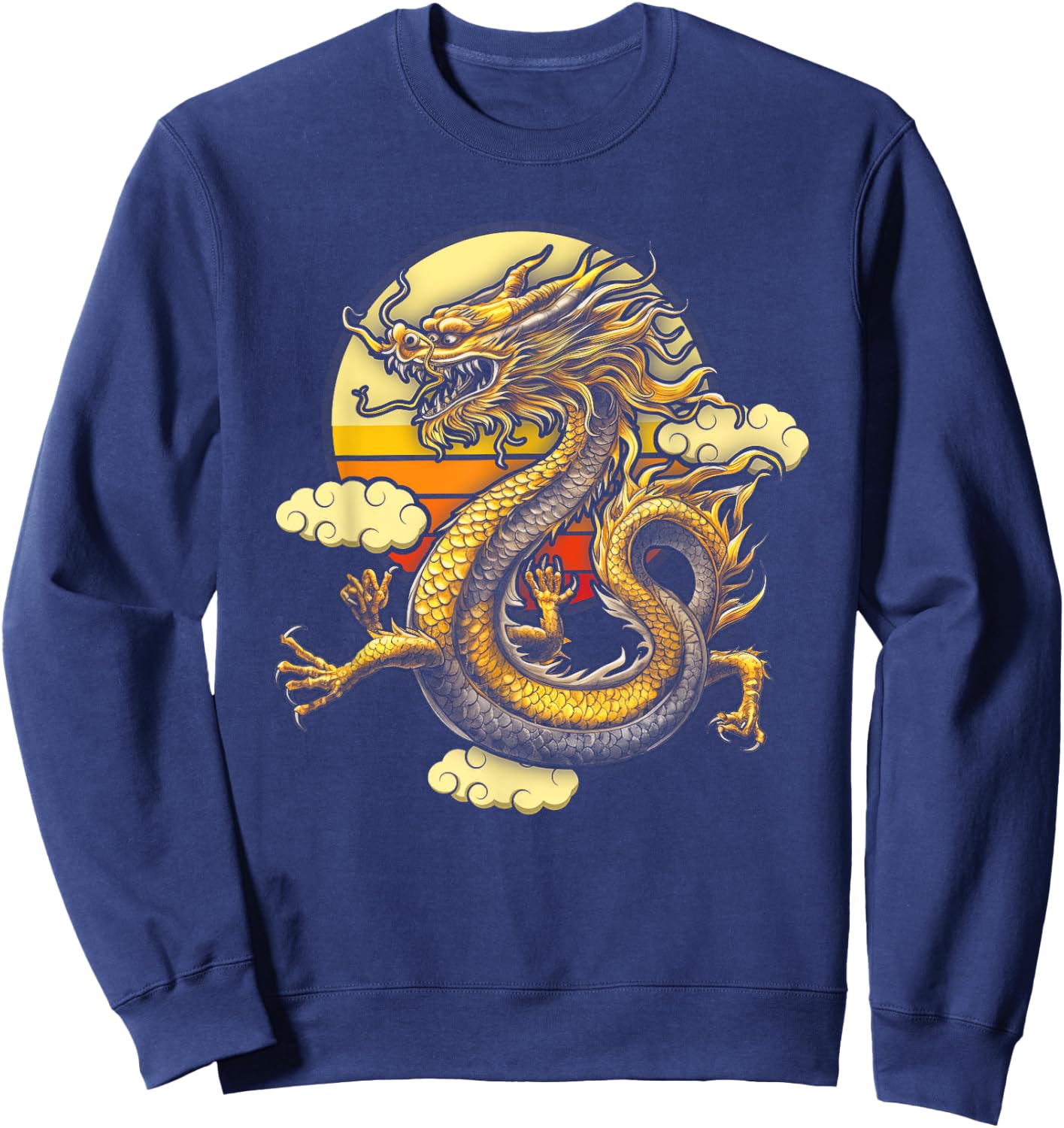 Sunset Traditional Chinese Dragon Symbol Of Power Strength Sweatshirt - Sweatshirt | Navy