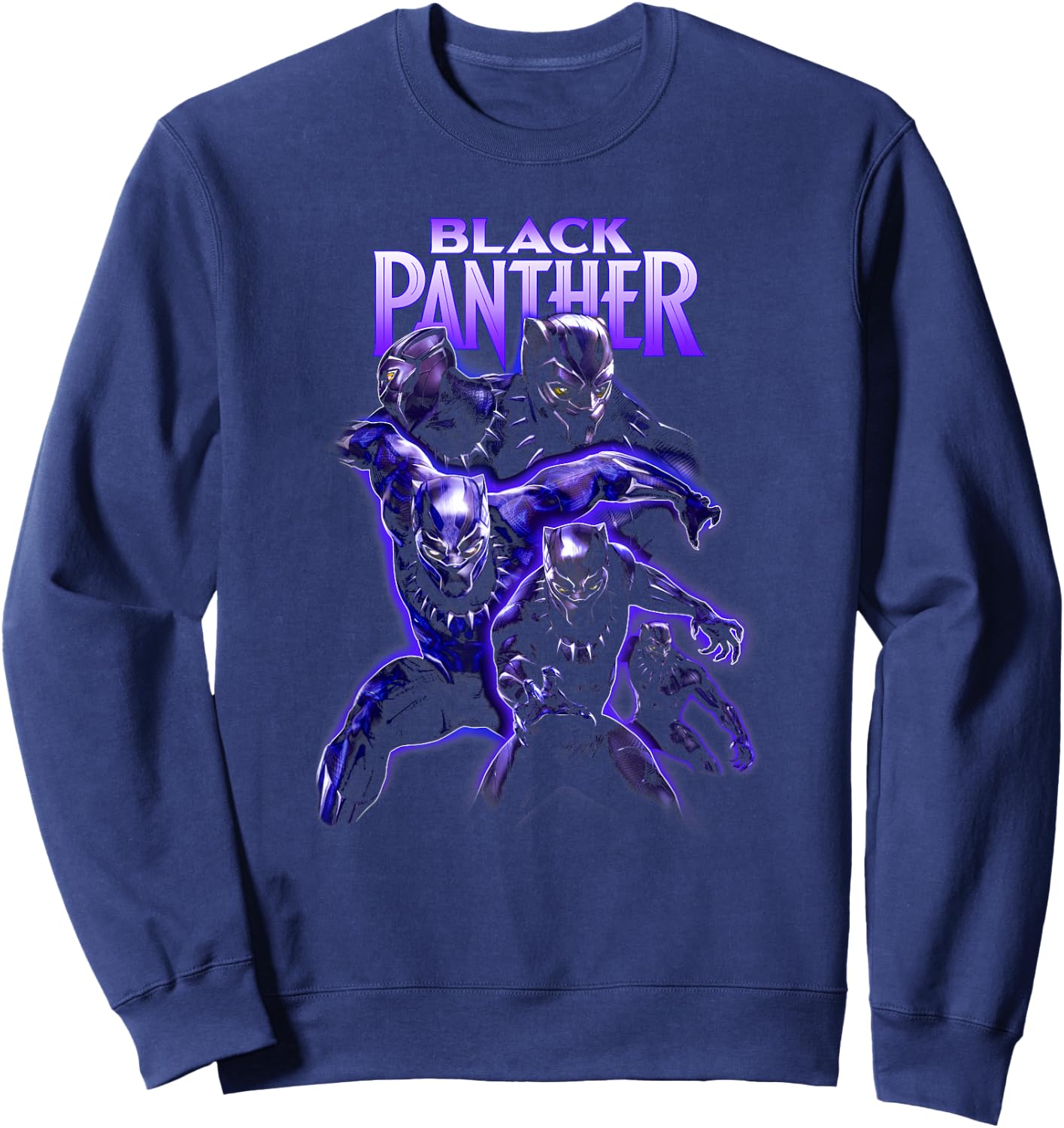 Marvel Black Panther: Wakanda Forever Purple Neon Panthers Sweatshirt - Sweatshirt | Navy